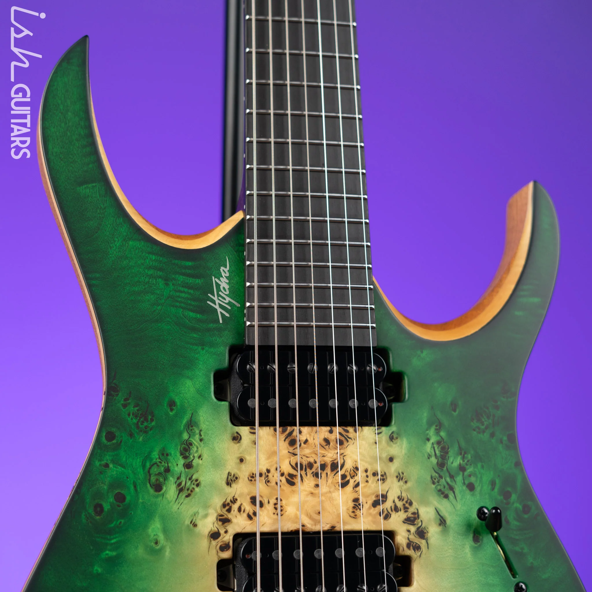 Mayones Hydra Elite 7 7-String Electric Guitar Natural Fade Green Burst - Image 3