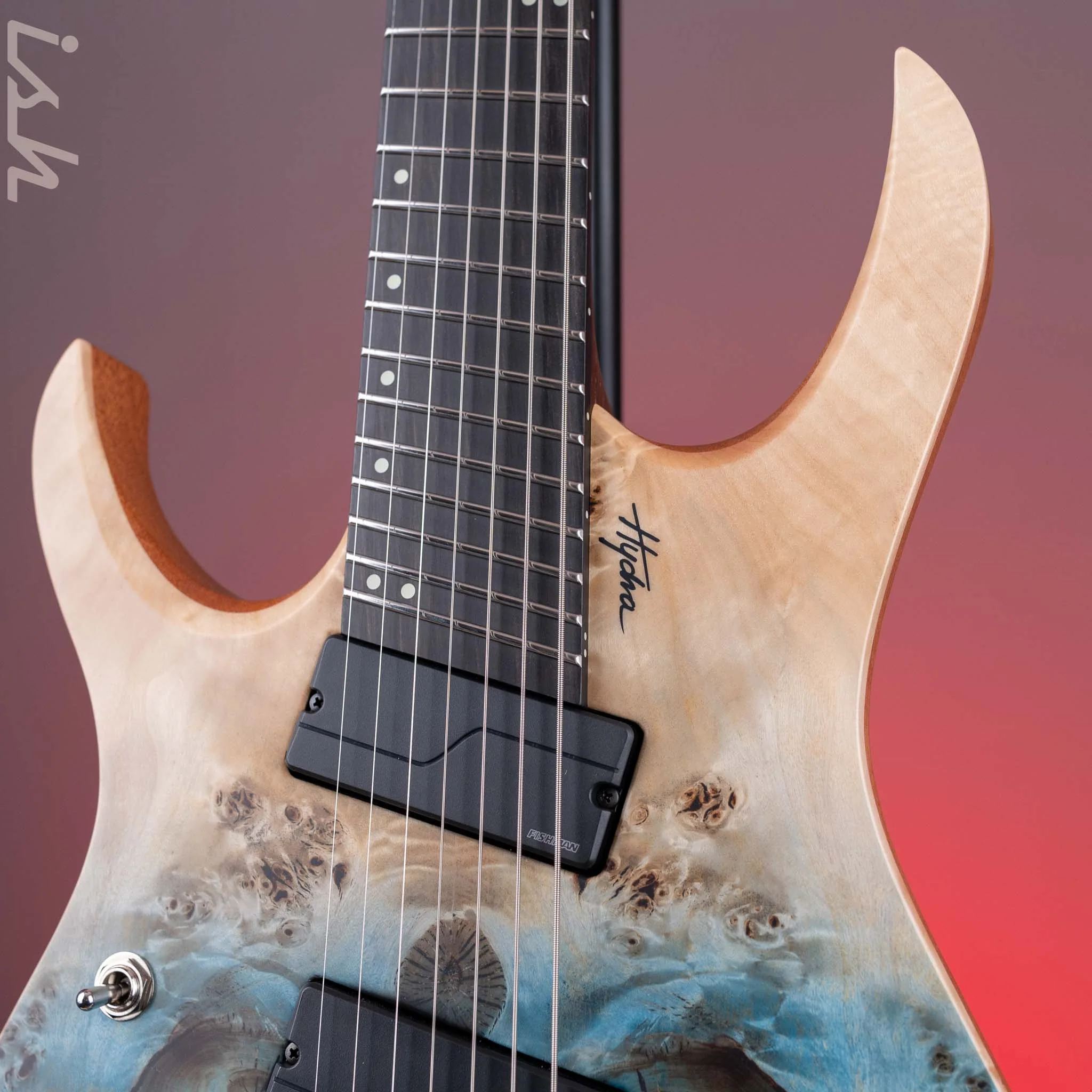 Mayones Hydra Elite VF 7-String Guitar Lefthand Transparent Satin Aquamarine Horizon - Image 3
