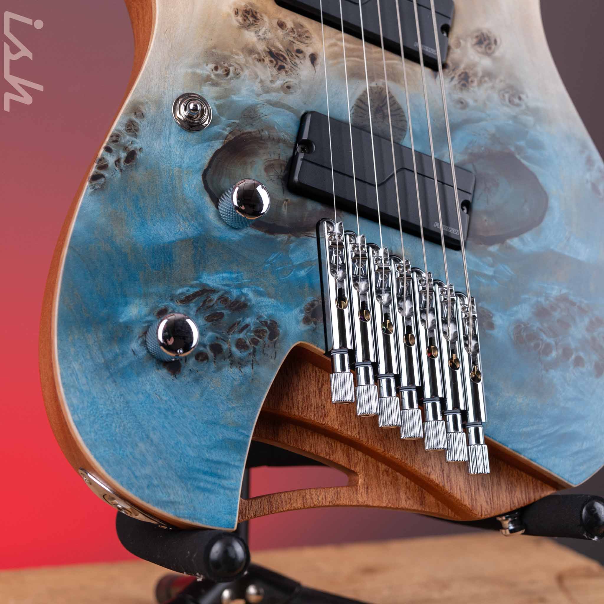 Mayones Hydra Elite VF 7-String Guitar Lefthand Transparent Satin Aquamarine Horizon - Image 4