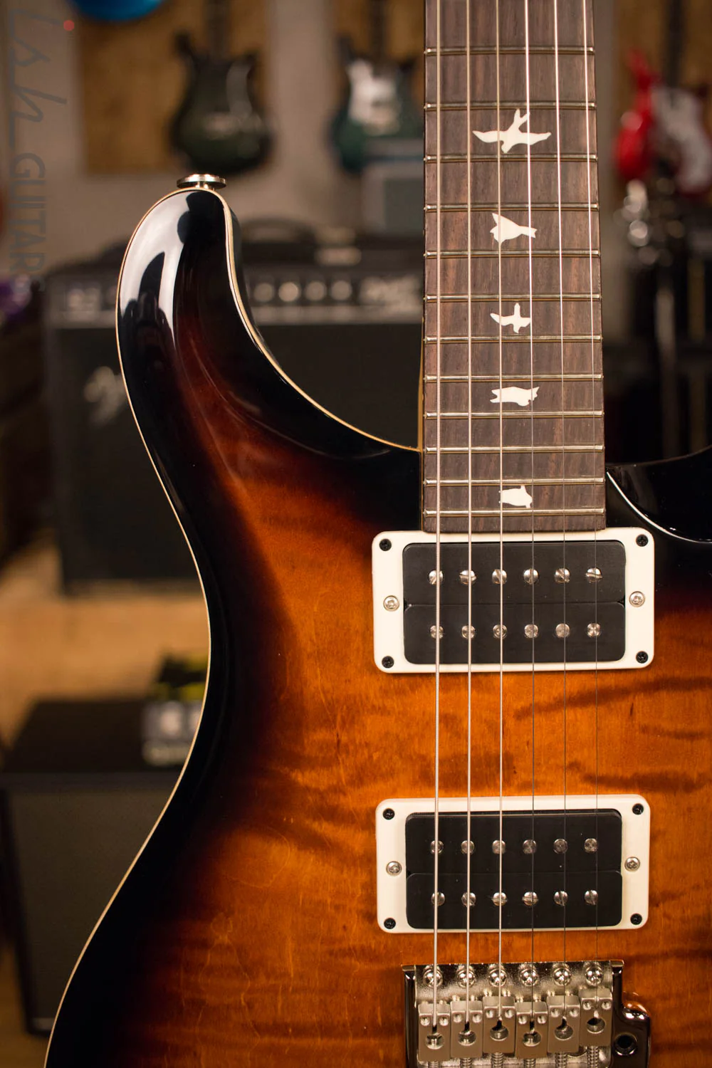 Paul Reed Smith PRS CE24 Custom Color Amber Burst Electric Guitar - Image 3