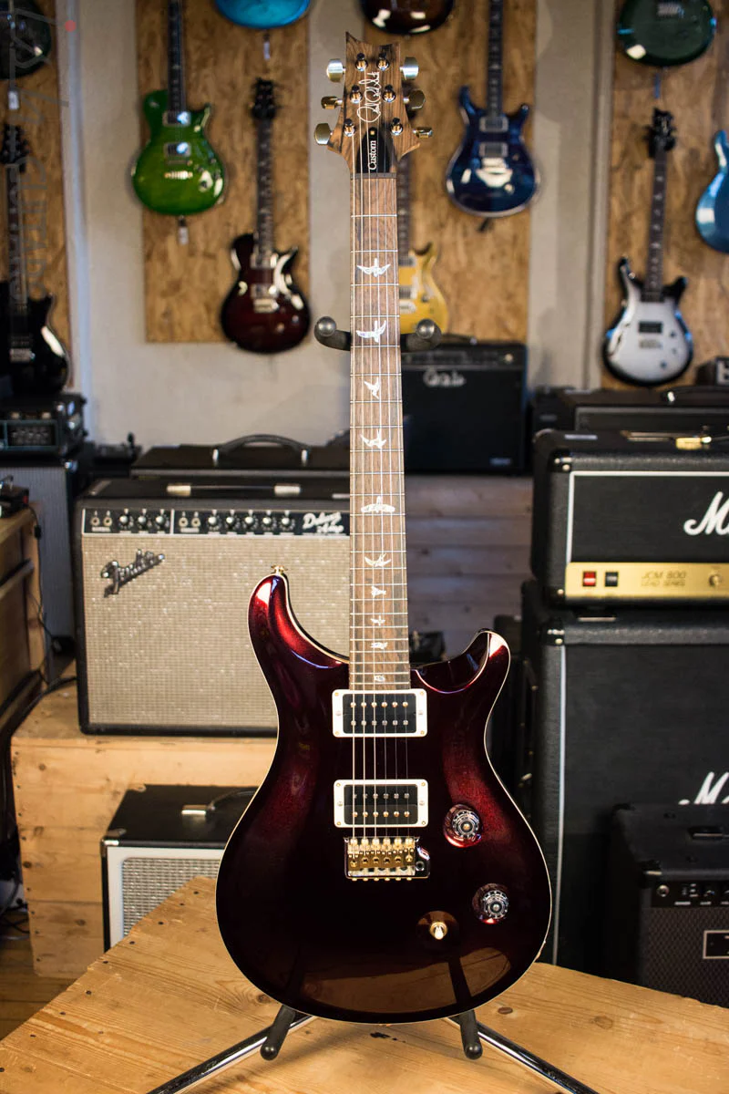 Paul Reed Smith Custom 24 Custom Color Candy Apple Red w/ Gold Hybrid Hardware Artist Pack Inlays Flame Maple Neck and Ziricote Fretboard - Image 2