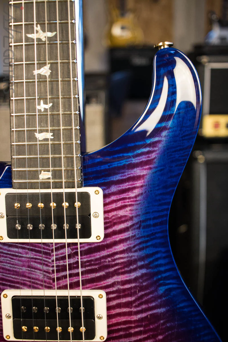 Paul Reed Smith Custom 24 Lefty Custom Color Violet Blue Burst Hybrid Gold Hardware Flame Maple Neck Ebony Board - Image 3