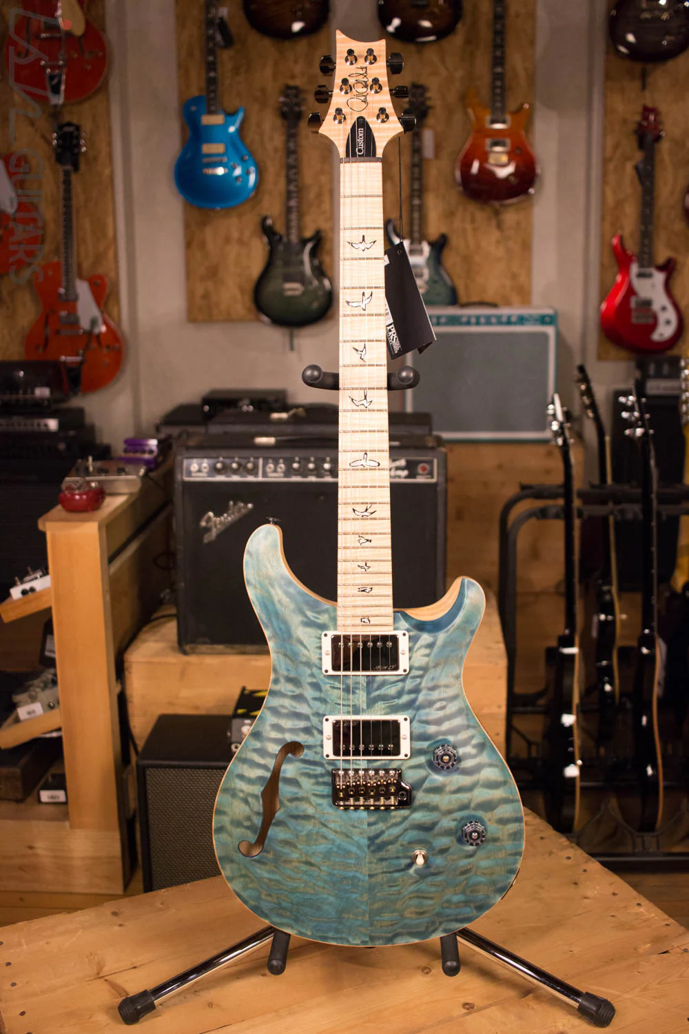 Paul Reed Smith PRS Custom 24 Semi-Hollow Wood Library Quilt Swamp Ash Aquableux - Image 3
