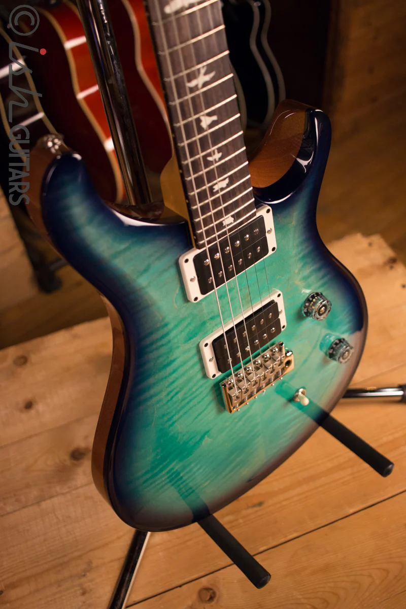 Paul Reed Smith PRS CE24 Custom Color Trippy Aqua Burst Natural Back - Image 7