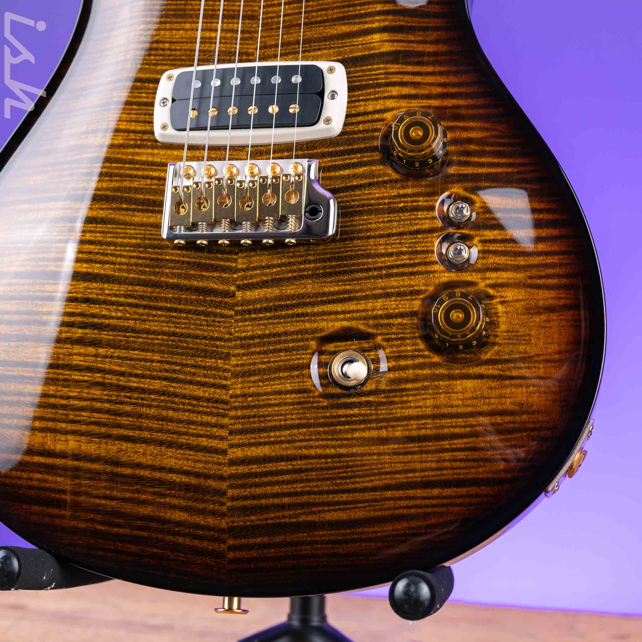 PRS Custom 24-08 10-Top Black Gold Wraparound Burst - Image 4