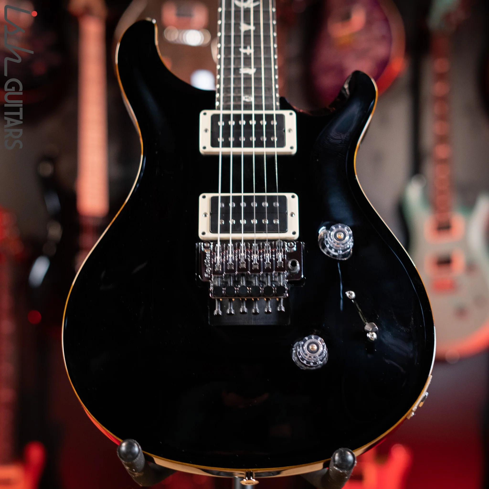 PRS Custom 24 Floyd Rose Black Gloss Amber Binding
