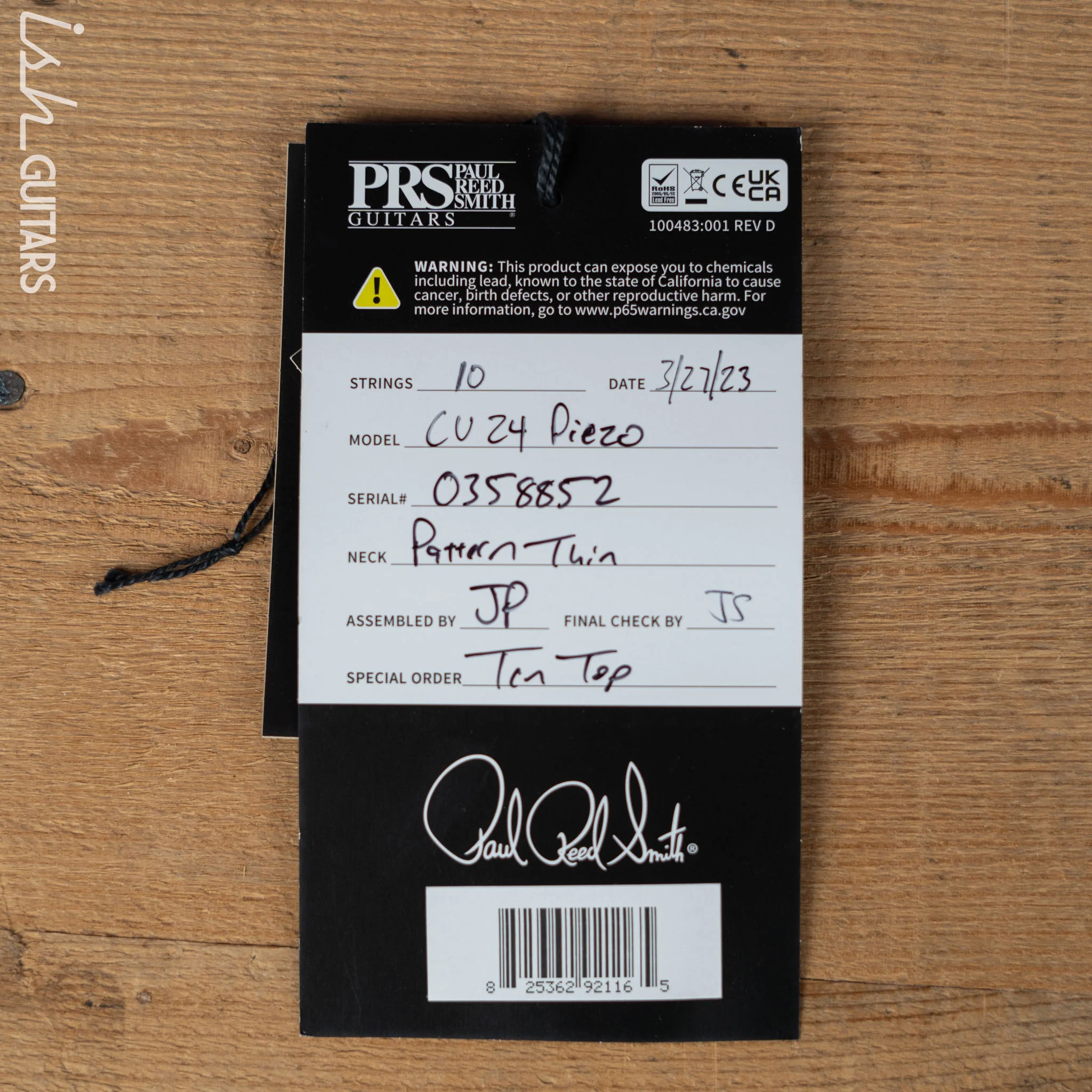 PRS Custom 24 Piezo 10-Top McCarty Sunburst - Image 13