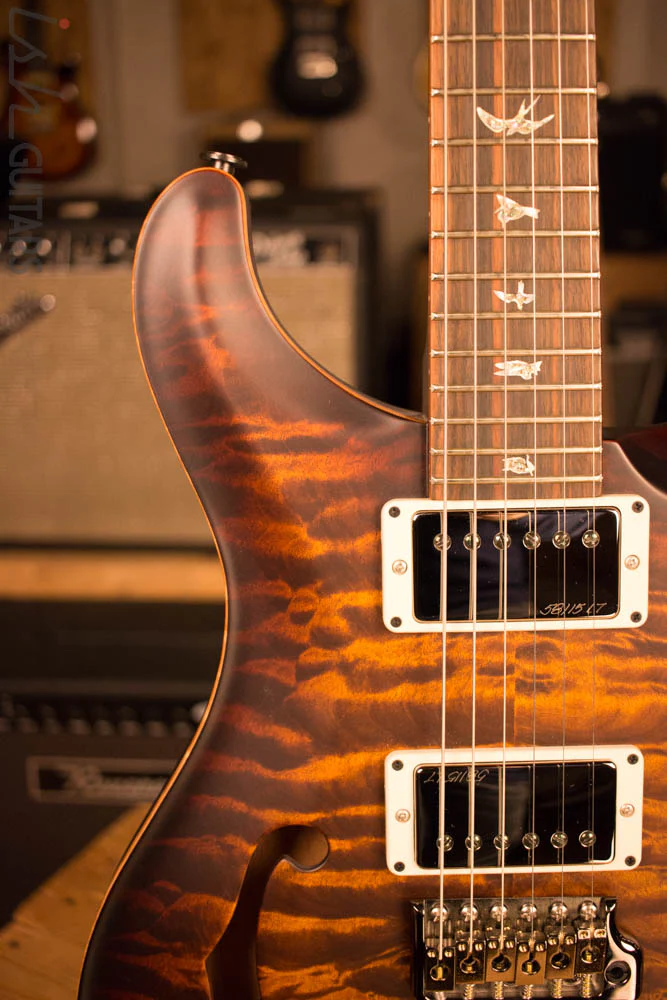 PRS Custom 24 Semi Hollow Ish Guitars Exclusive Wood Library Black Gold Burst Mahogany - Image 3