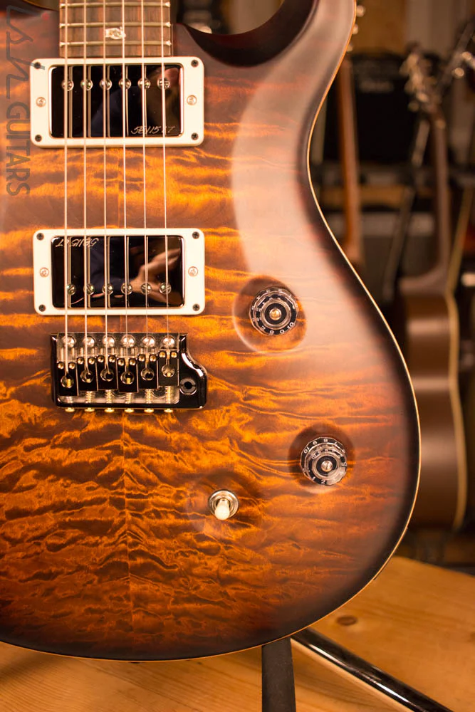 PRS Custom 24 Semi Hollow Ish Guitars Exclusive Wood Library Black Gold Burst Mahogany - Image 4