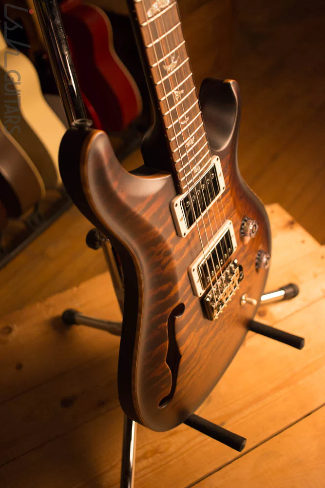PRS Custom 24 Semi Hollow Ish Guitars Exclusive Wood Library Black Gold Burst Mahogany - Image 6