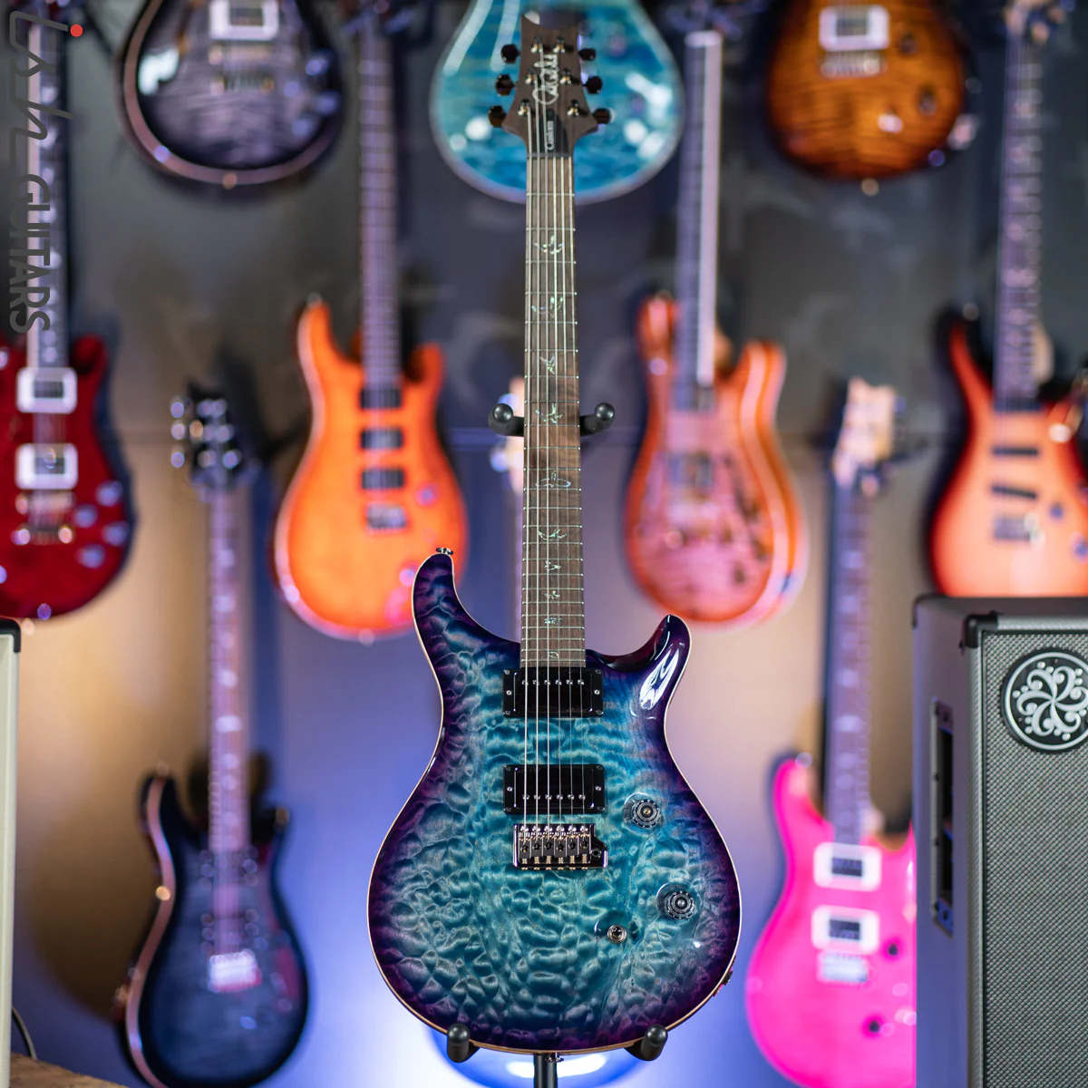 PRS Custom 24 Wood Library Aquabluex Purple Burst One Piece 10 Top Quilt Rosewood Neck - Image 2