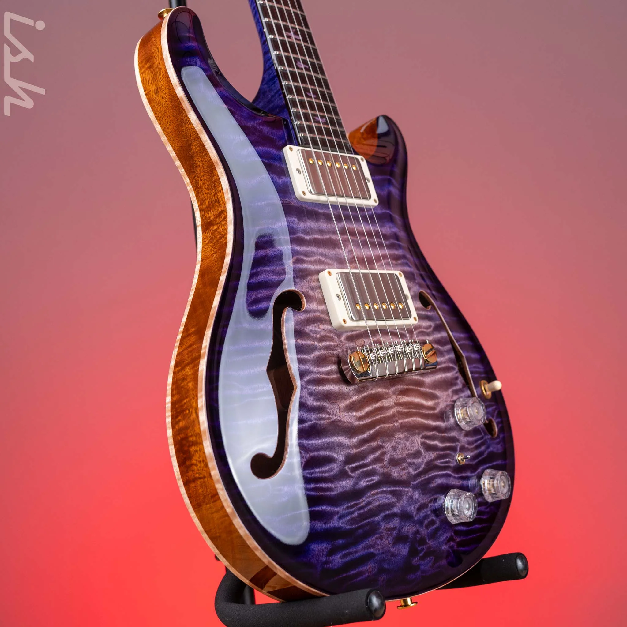 2024 PRS Employee Beverly Fowler Hollowbody II 594 Piezo 1-Off Aqua Violet Smokeburst - Image 3