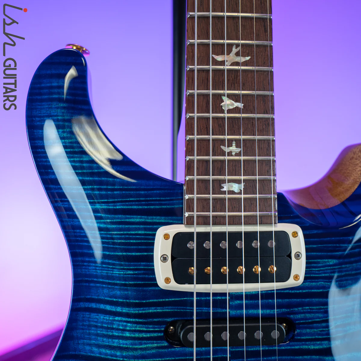 PRS Experience  Modern Eagle V Custom Color River Blue Burst 10 Top - Image 3