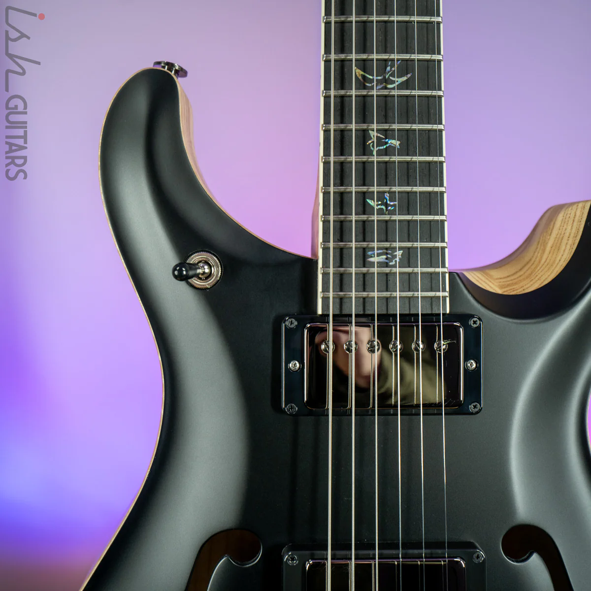 PRS McCarty 594 Hollowbody II Wood Library Satin Black Torrefied Maple Neck - Image 3