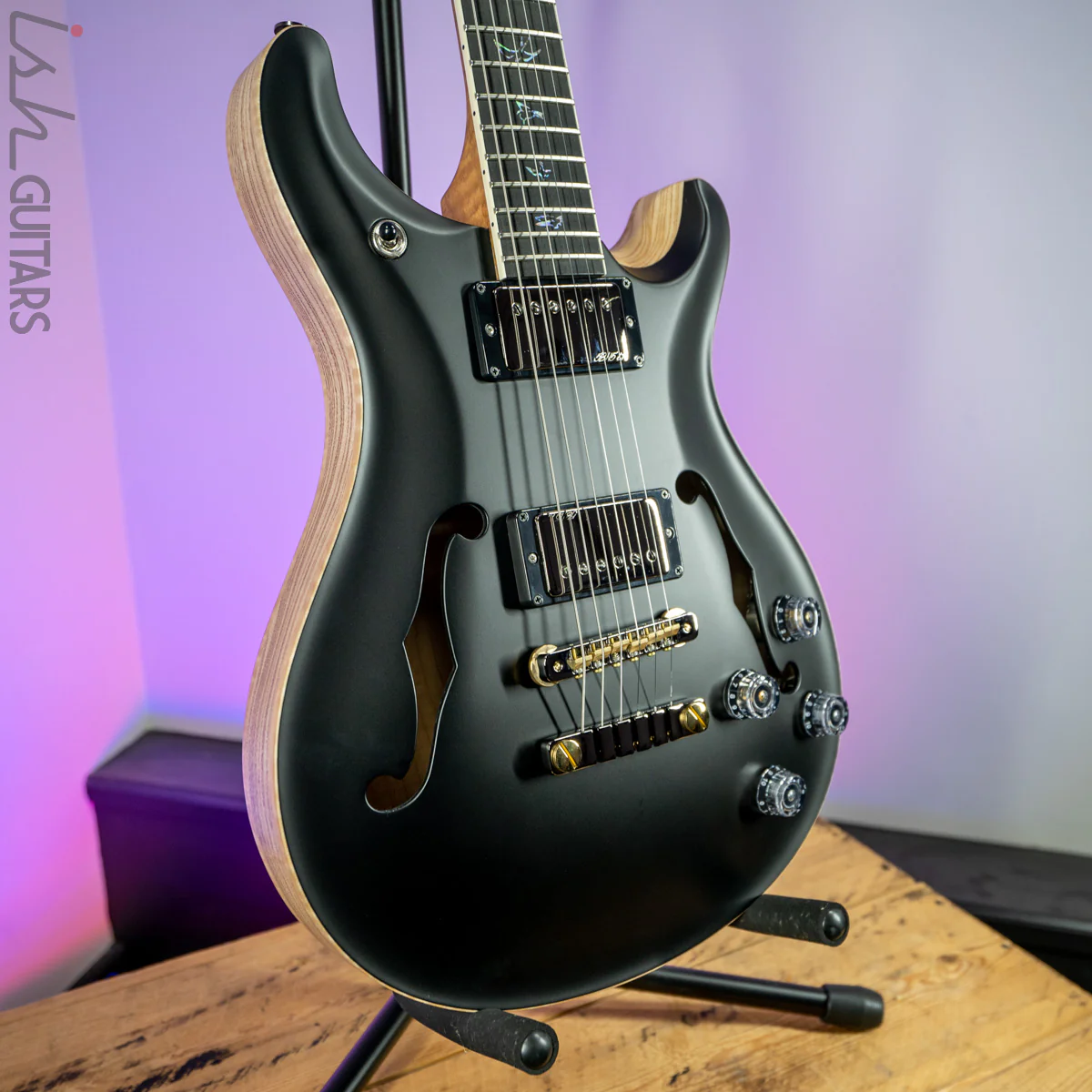 PRS McCarty 594 Hollowbody II Wood Library Satin Black Torrefied Maple Neck - Image 5