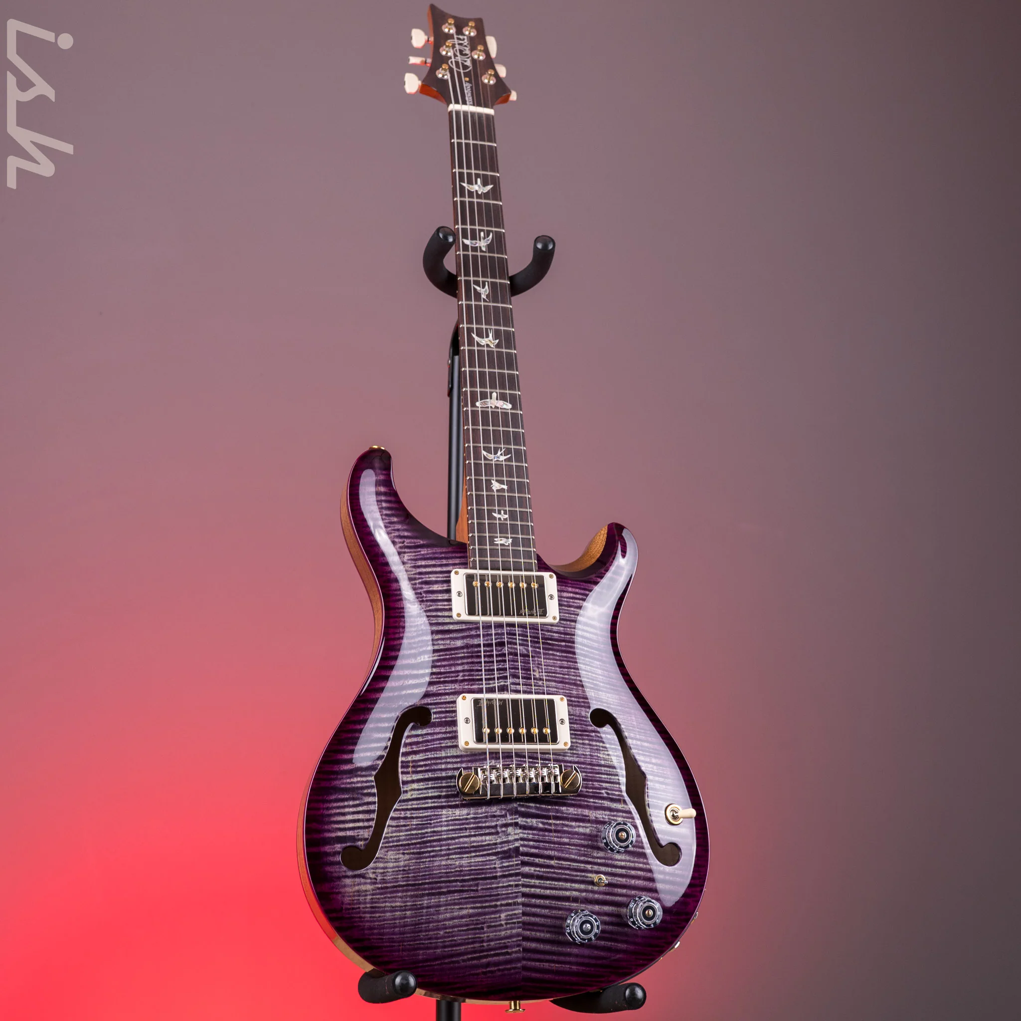 PRS Hollowbody II Piezo 10-Top Faded Purple Wrap Smokeburst w/ Natural Sides - Image 2
