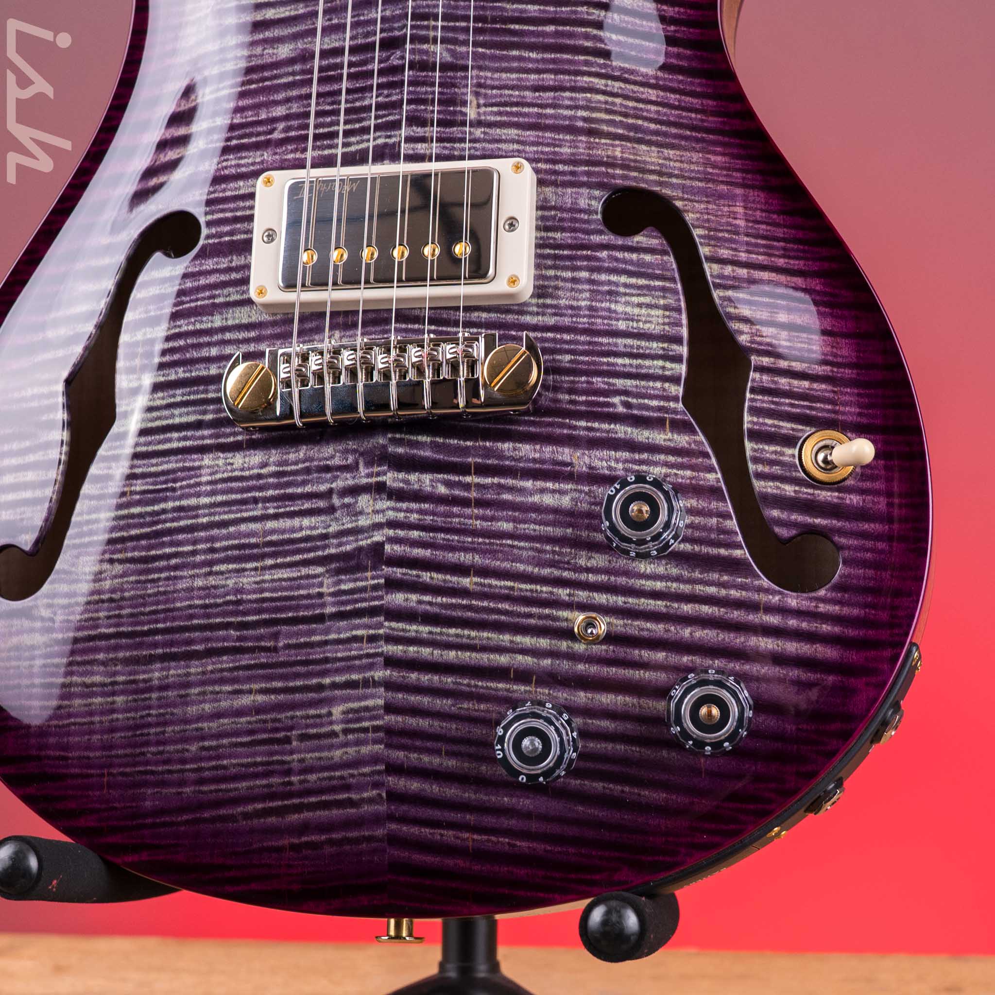 PRS Hollowbody II Piezo 10-Top Faded Purple Wrap Smokeburst w/ Natural Sides - Image 5