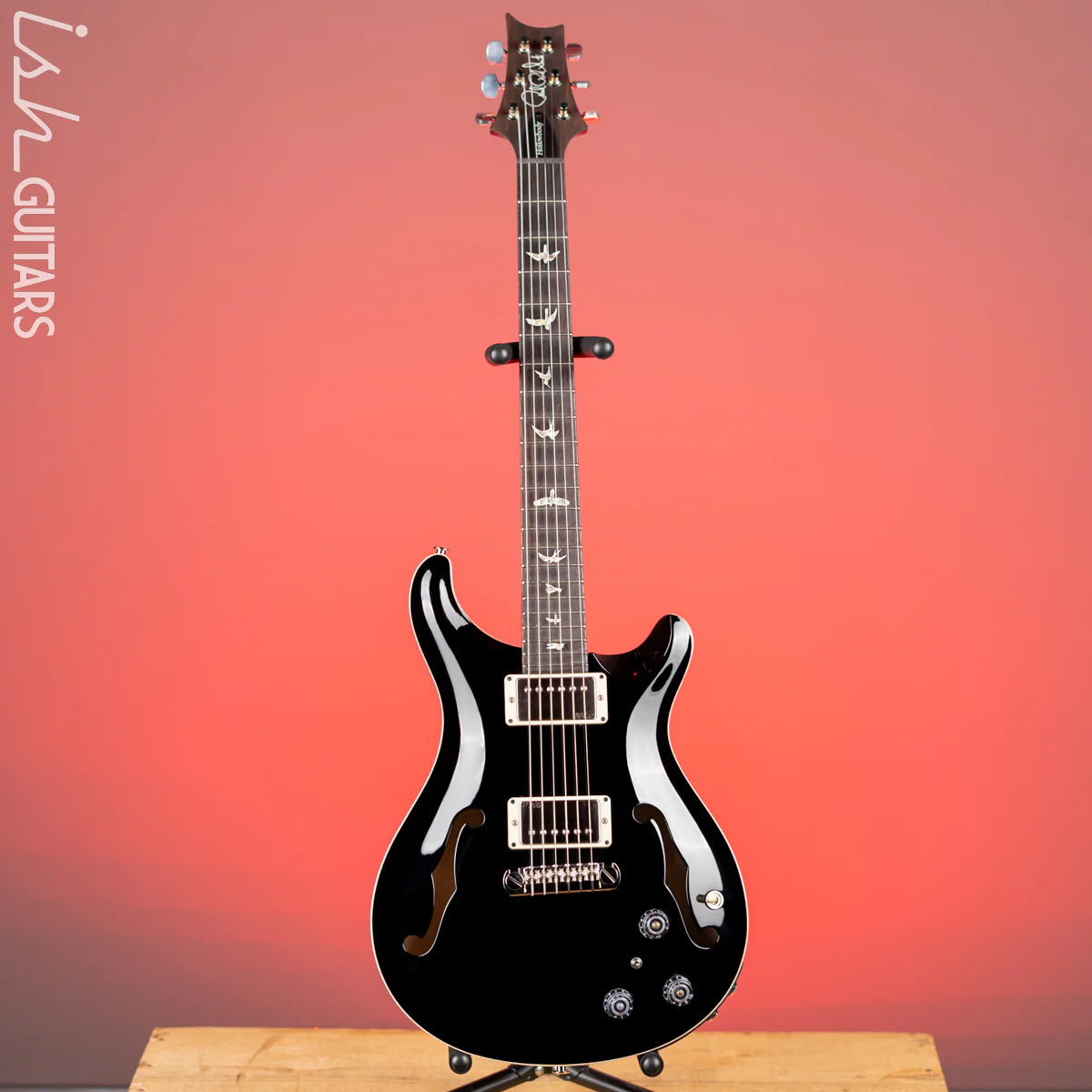 PRS Hollowbody II Piezo Black Gloss w/ Natural Binding - Image 2