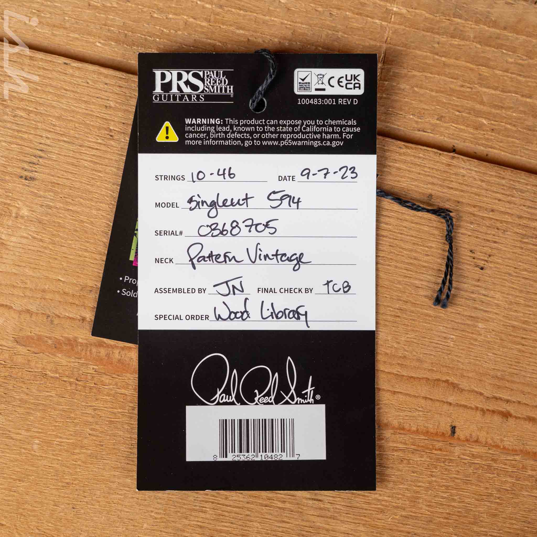 PRS McCarty 594 Singlecut Wood Library Brazilian Rosewood Fretboard Black Satin - Image 11