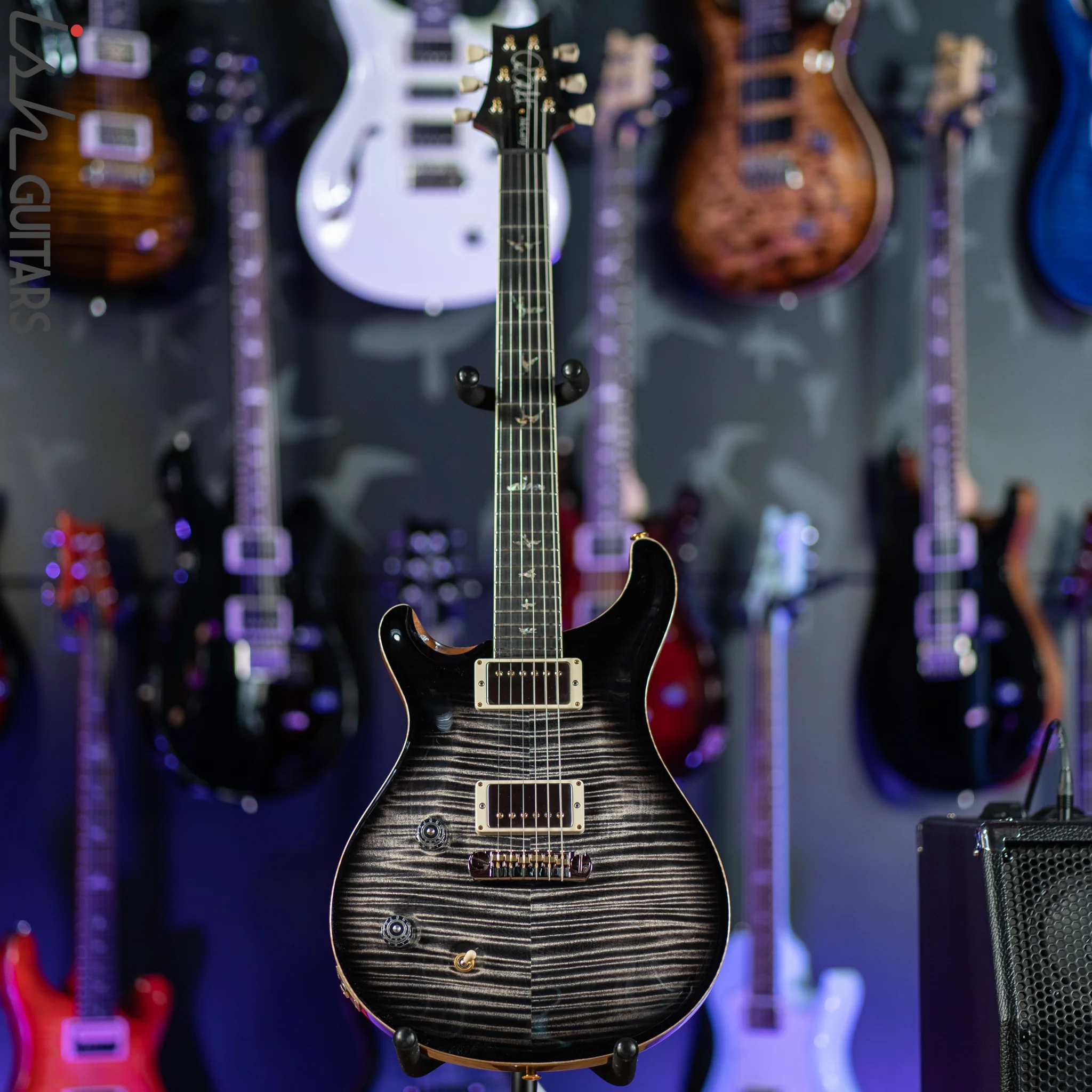 PRS McCarty Lefty Wood Library Charcoal Burst 10 Top Flame Maple - Image 2