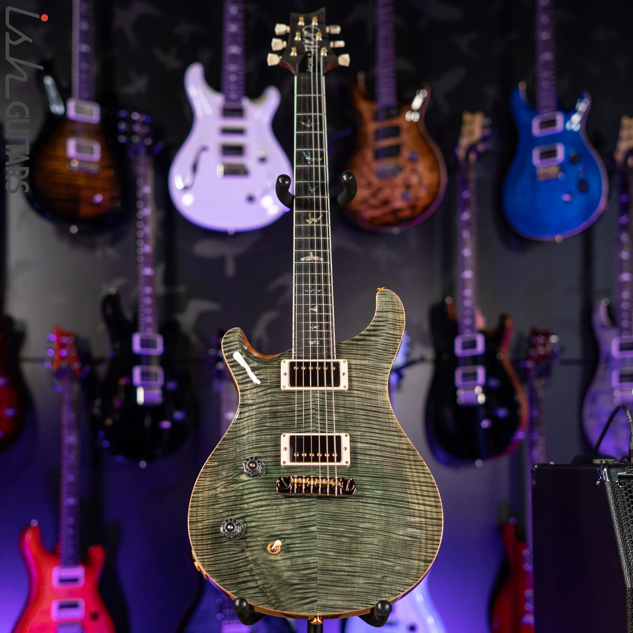 PRS McCarty Lefty Wood Library Trampas Green 10 Top Flame Maple Demo - Image 2