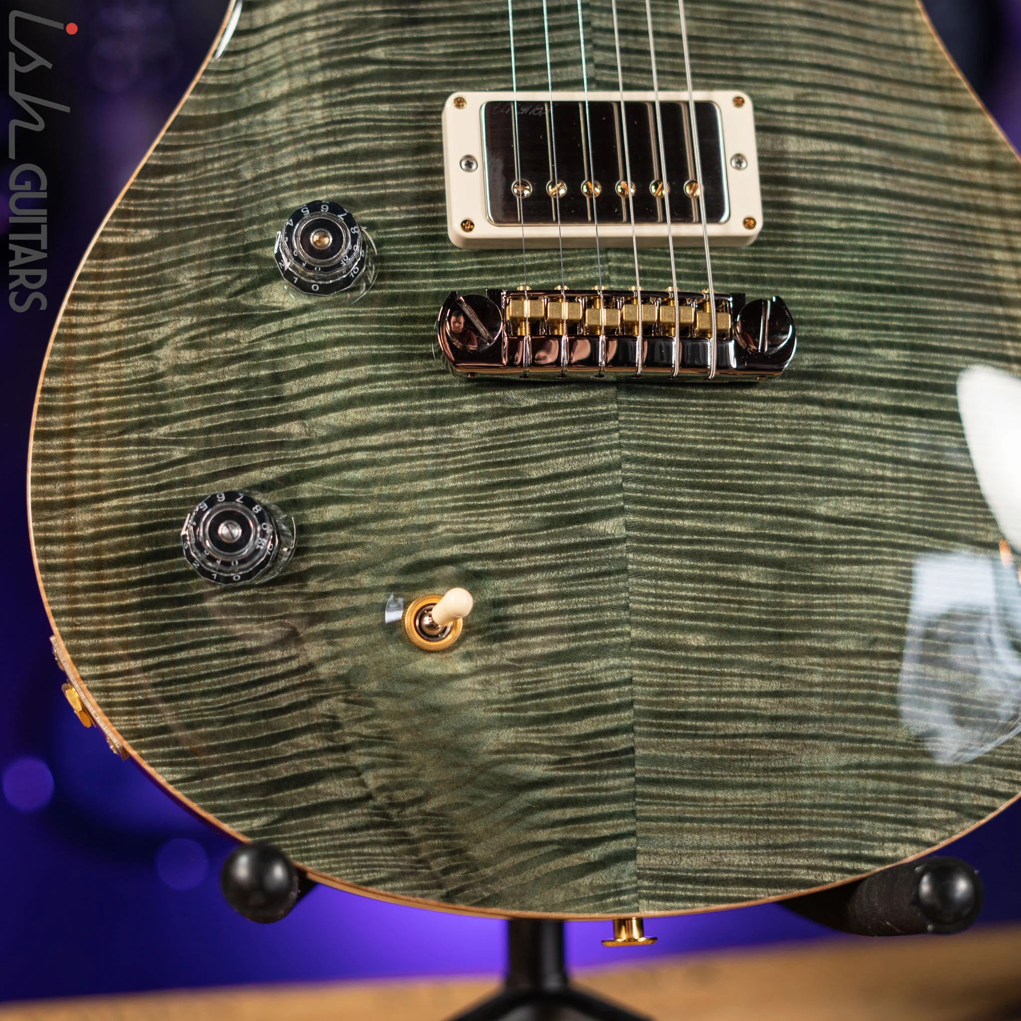 PRS McCarty Lefty Wood Library Trampas Green 10 Top Flame Maple Demo - Image 4