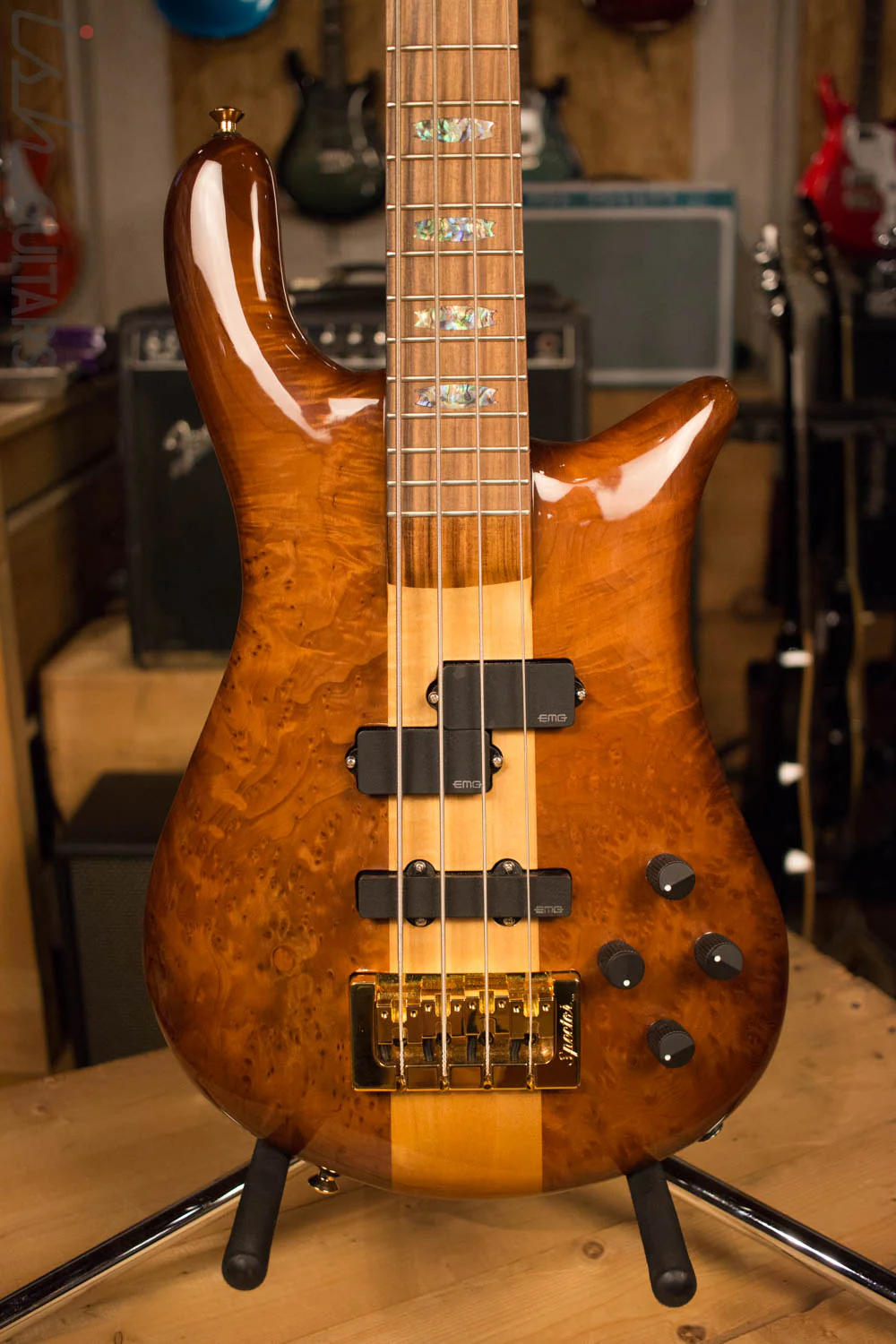Used Spector NS-2 NAMM 2017 Solid Redwood Burl Lightweight 7.5lb
