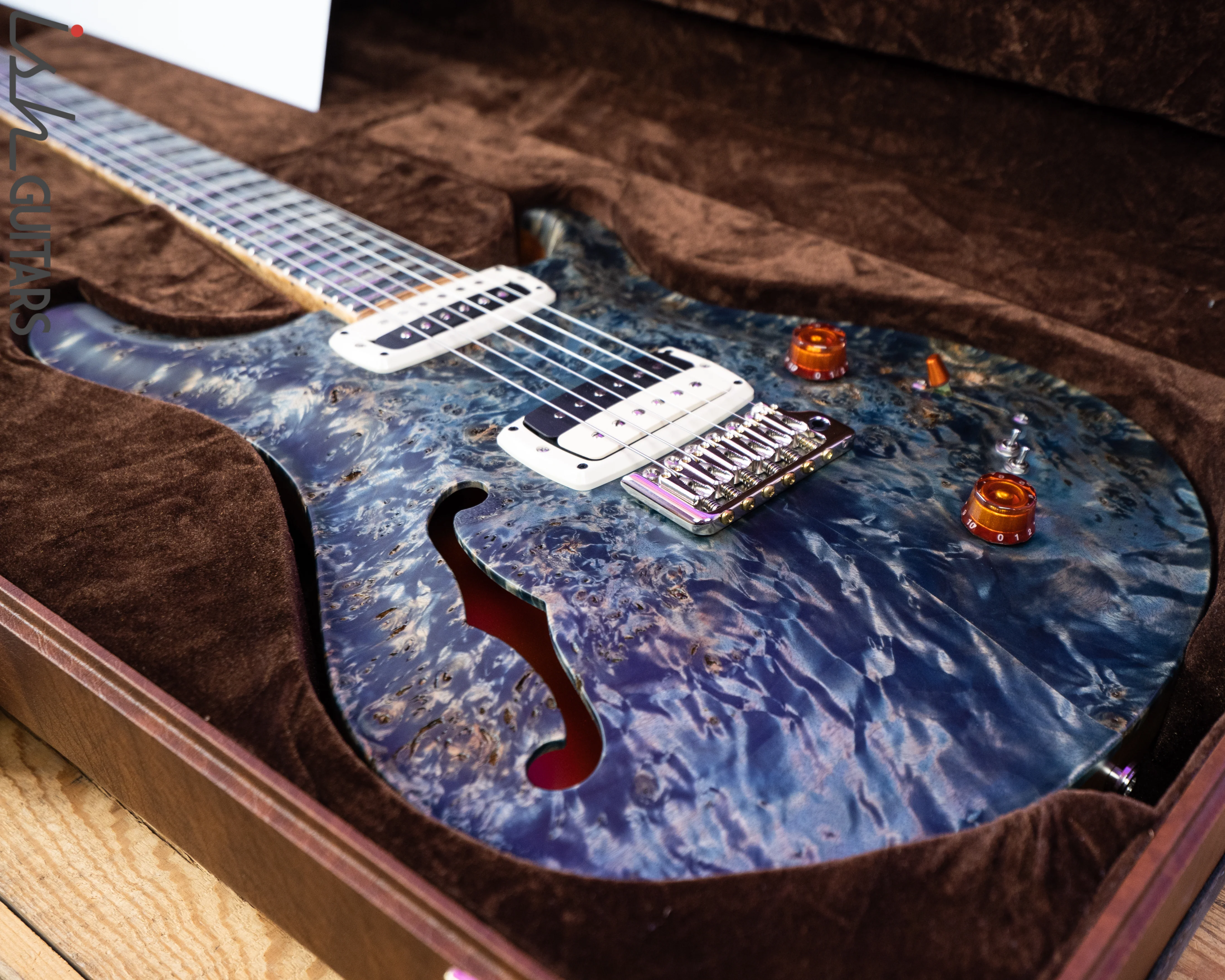 PRS Paul Reed Smith Private Stock 408 Semi Hollow Poplar Burl Triple Faded Indigo - Image 21