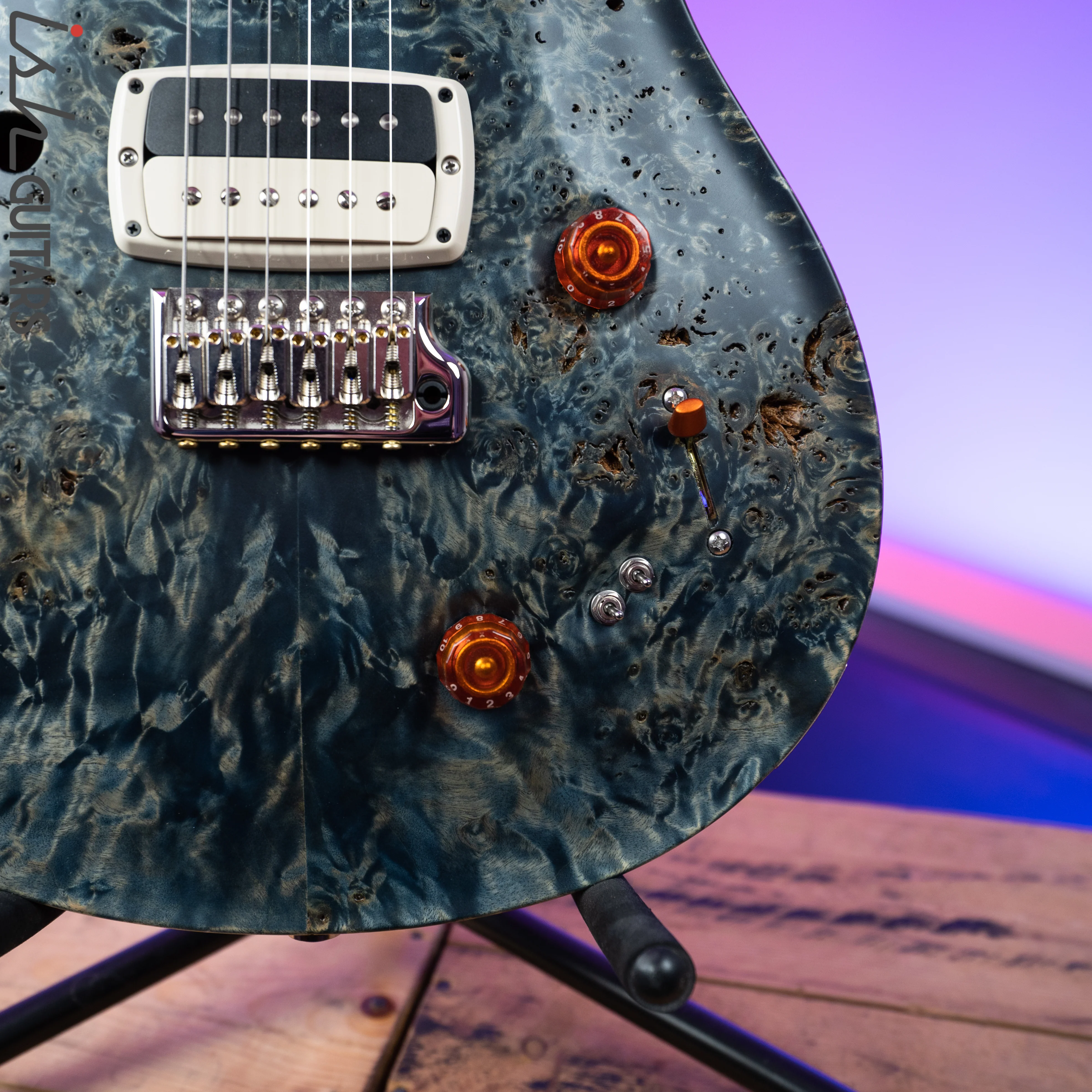 PRS Paul Reed Smith Private Stock 408 Semi Hollow Poplar Burl Triple Faded Indigo - Image 3