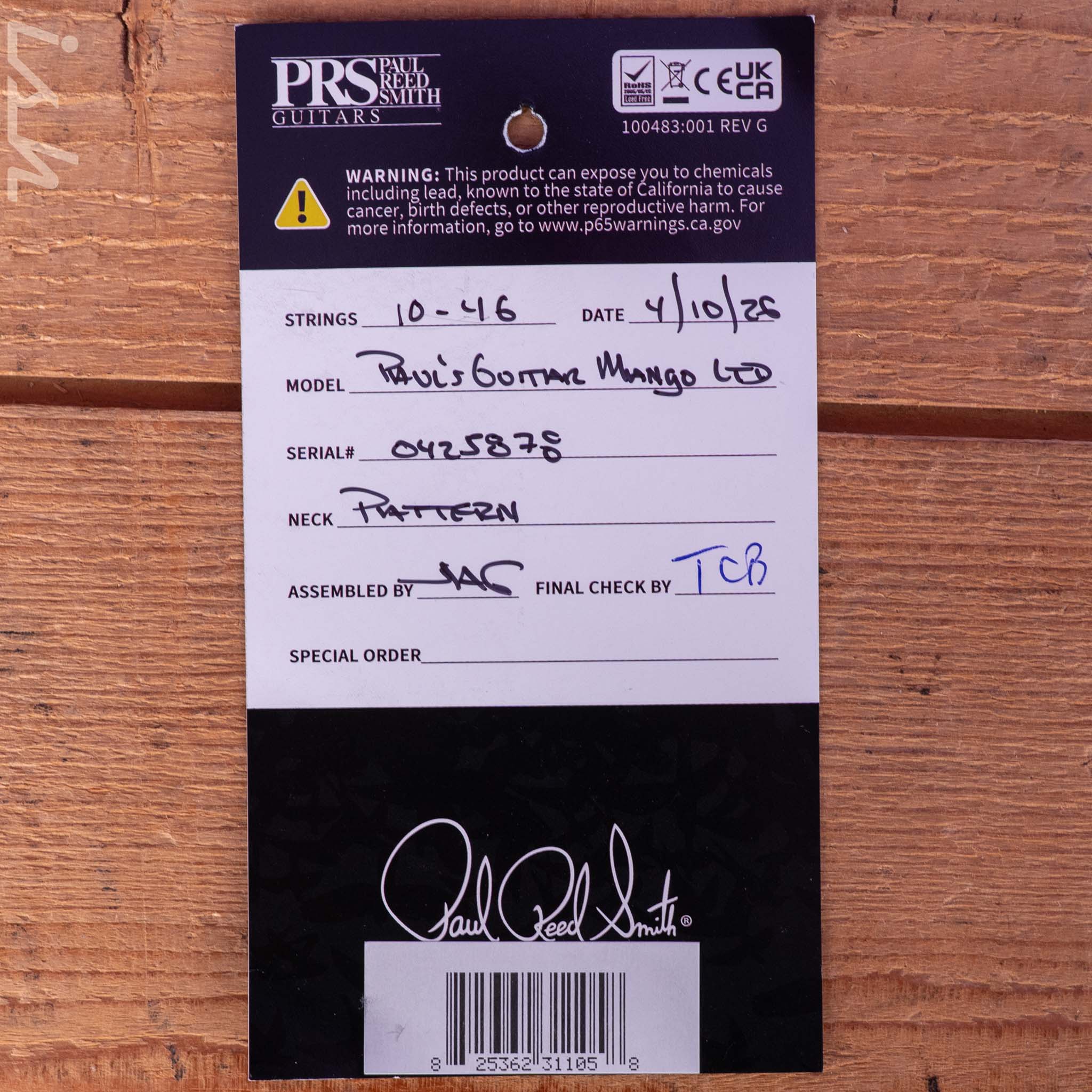 PRS Paul's Guitar Mango Top Limited Edition Tiger Eye - Image 13