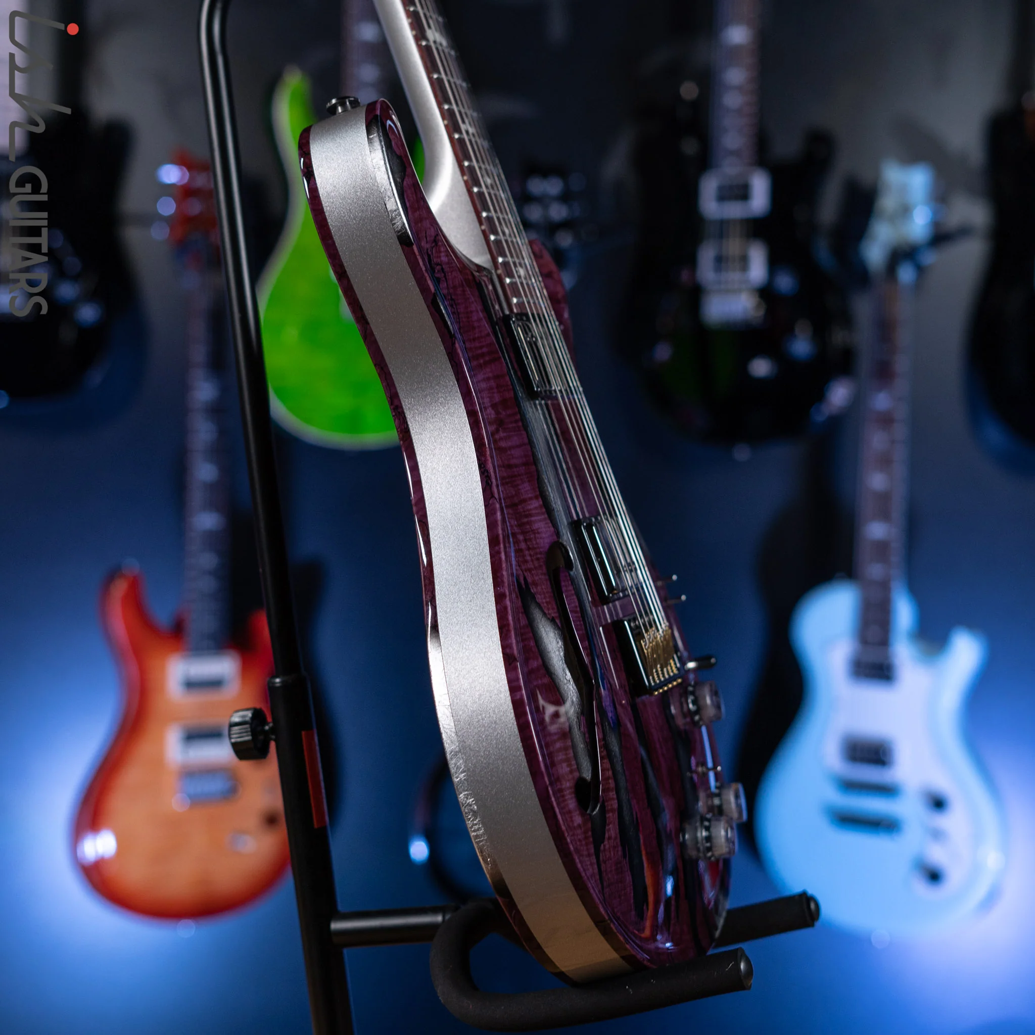 PRS Private Stock Hollowbody II Tremolo Piezo Spalted Maple Purple - Image 3