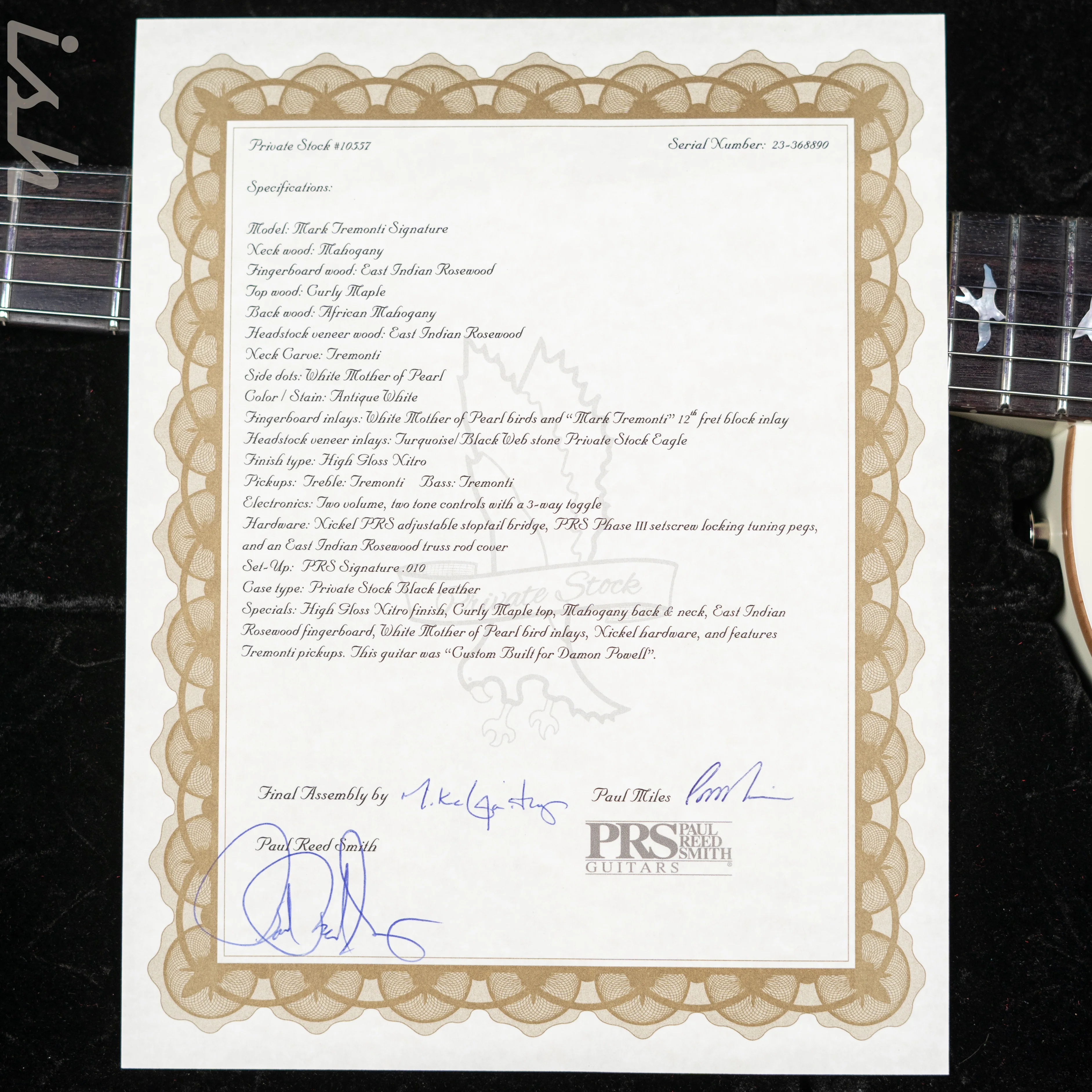 PRS Private Stock Mark Tremonti Stoptail Antique White Gloss - Image 13