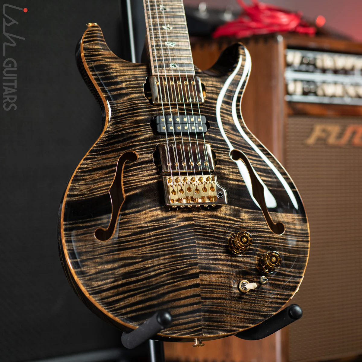 PRS Private Stock Santana Semi-Hollow Roasted Curly Maple Charcoal