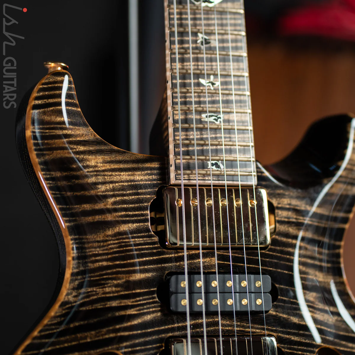 PRS Private Stock Santana Semi-Hollow Roasted Curly Maple Charcoal - Image 3