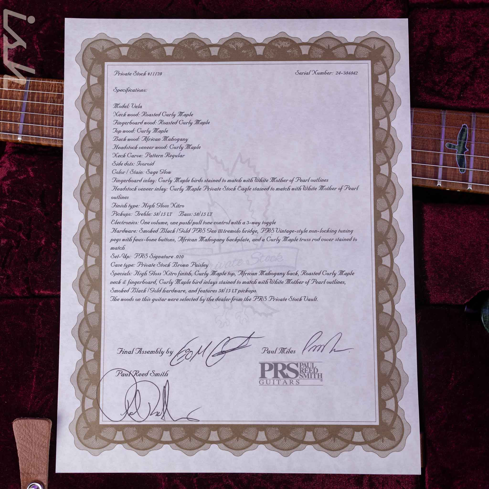 PRS Private Stock Vela Trem Sage Glow - Image 14