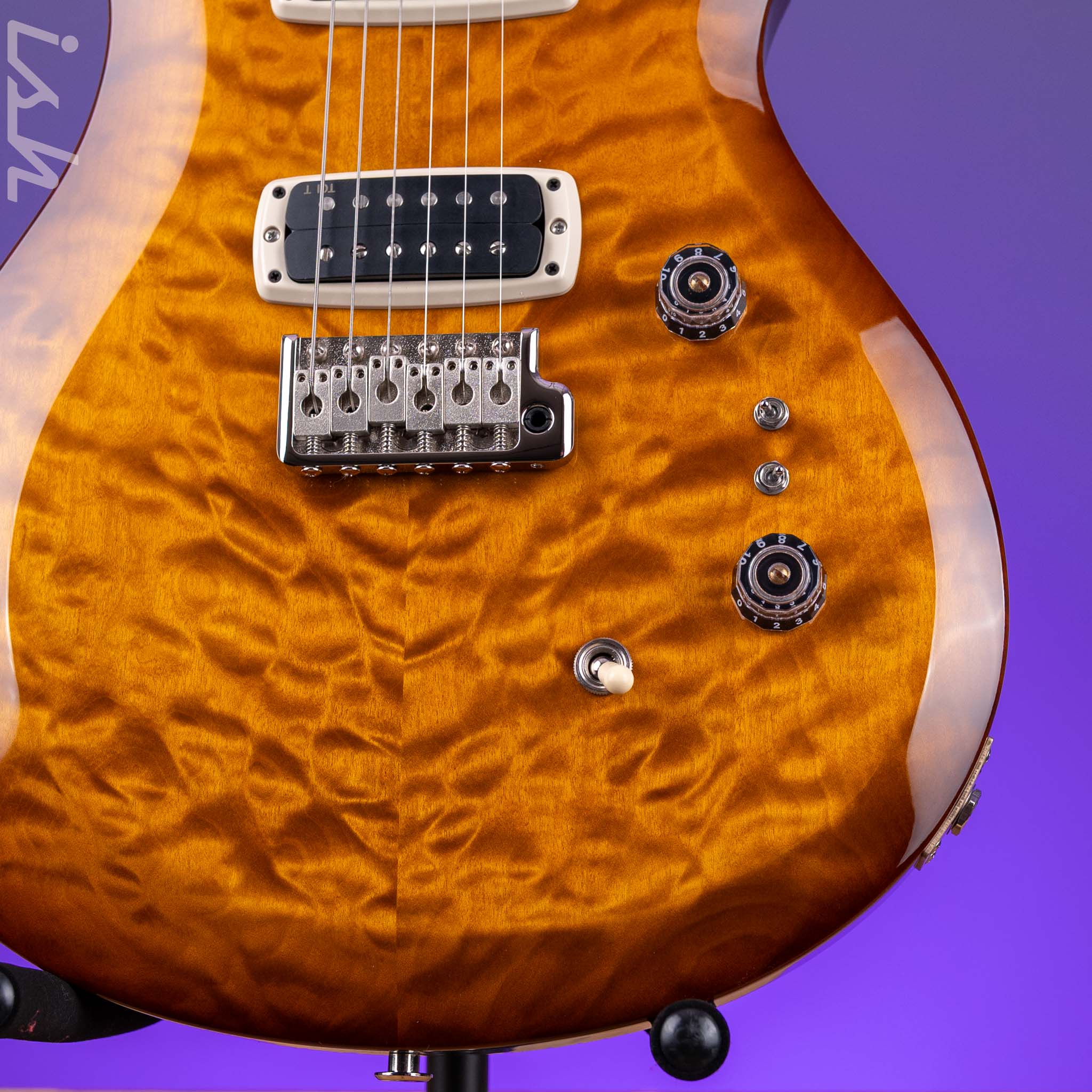 PRS S2 Custom 24-08 Quilt Amber Sunburst Ebony Fretboard - Image 5