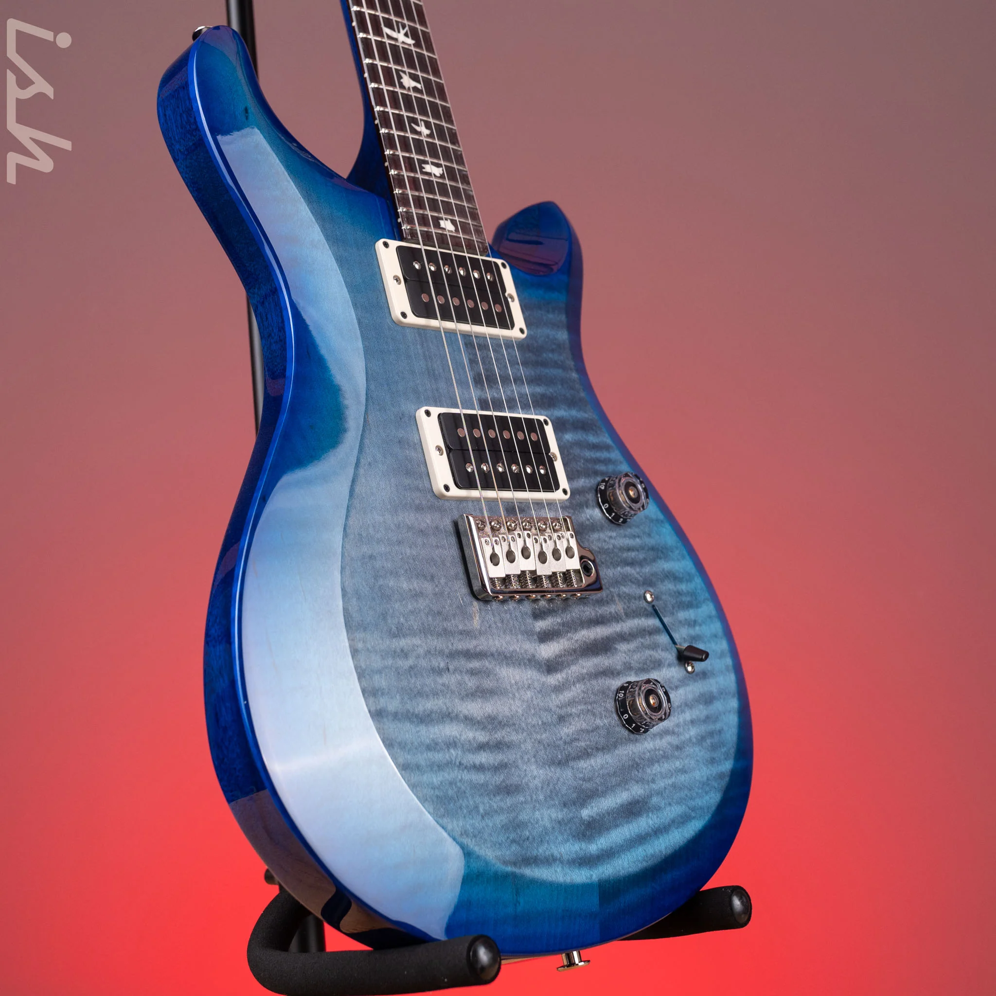 PRS S2 Custom 24 Electric Guitar Faded Gray Black Blue Burst - Image 3