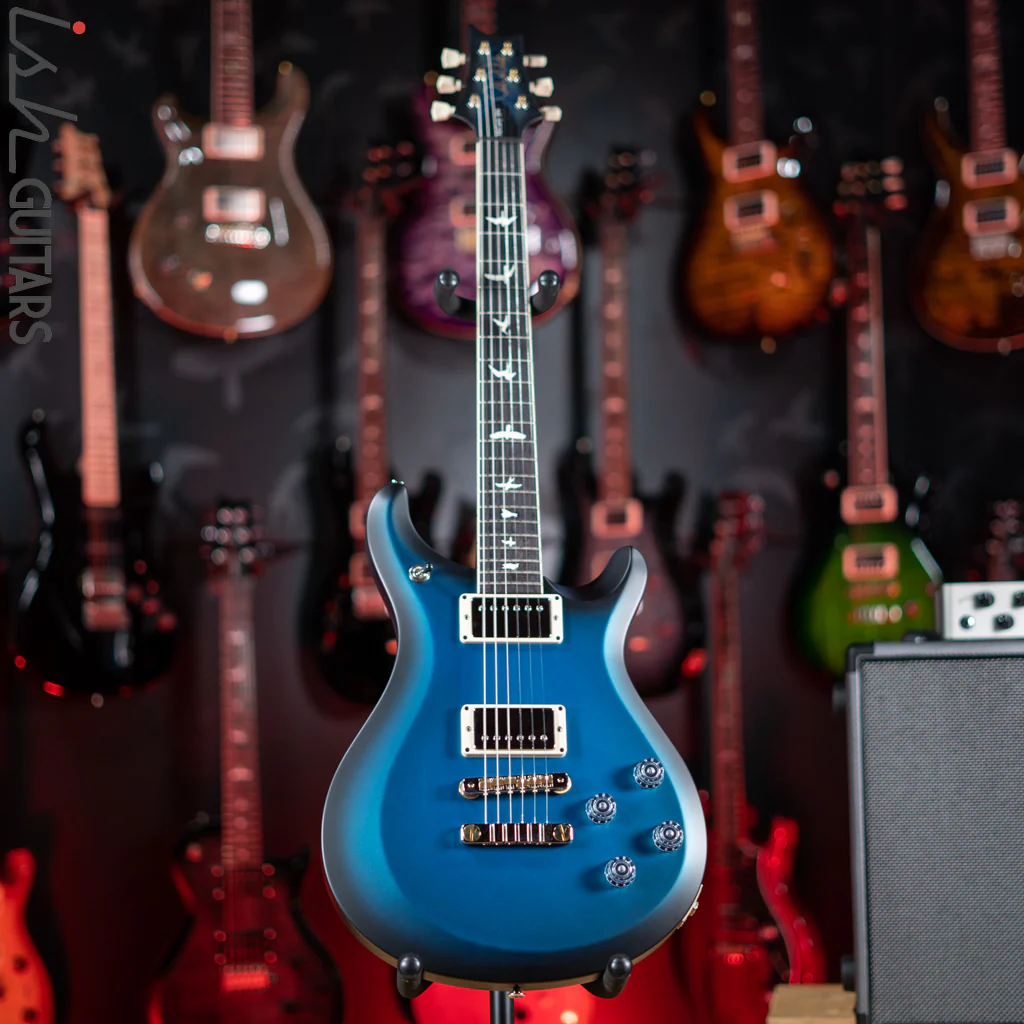 PRS S2 McCarty 594 Electric Guitar Metallic Blue w/ Black Wrap Burst Satin - Image 2
