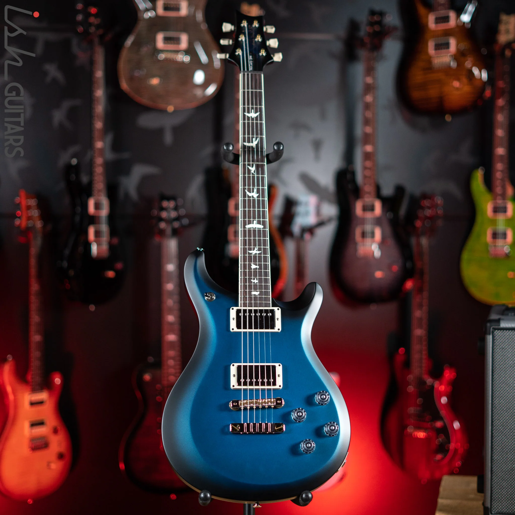 PRS S2 McCarty 594 Electric Guitar Satin Metallic Blue w/ Black Wrap Burst Demo - Image 2