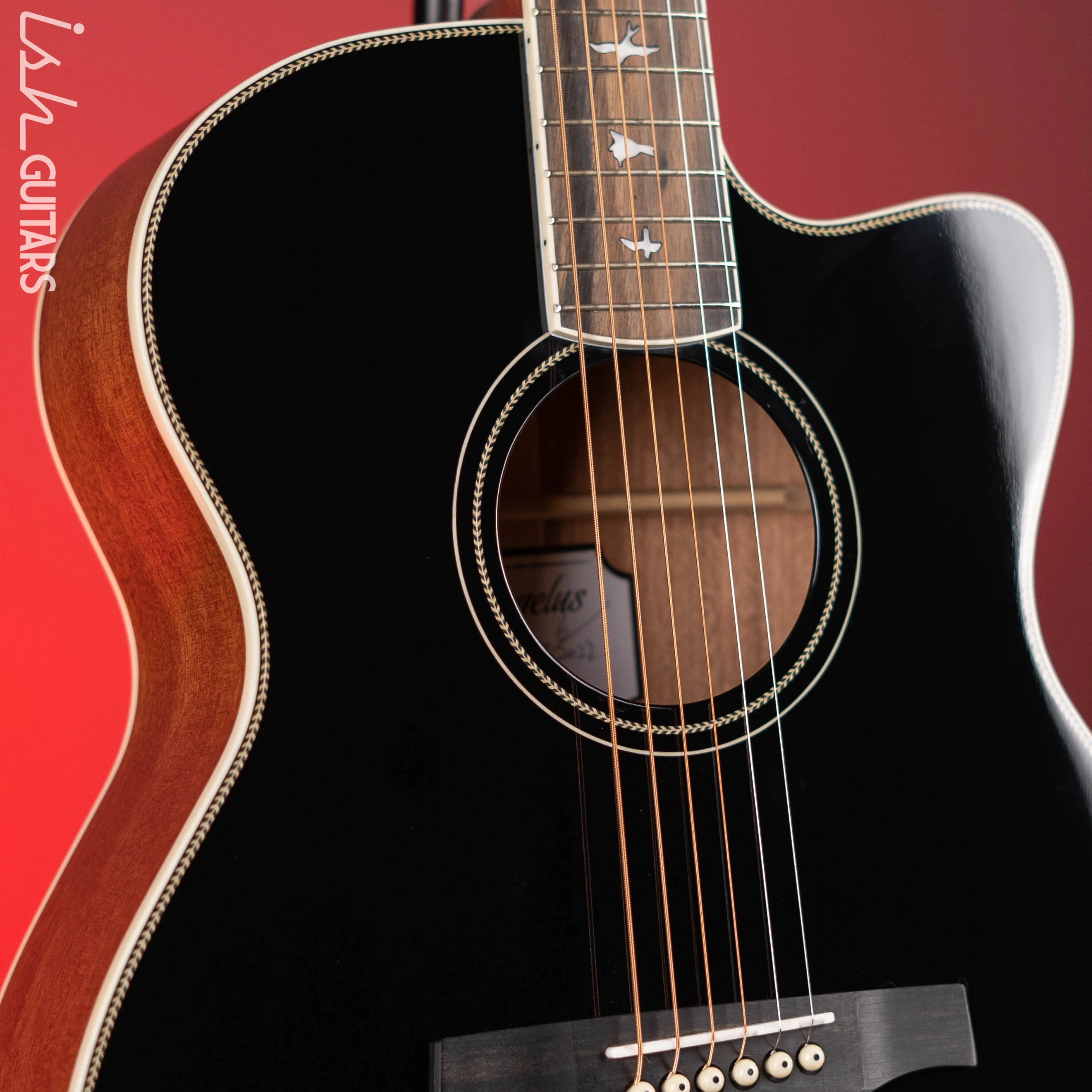 PRS SE A20E Angelus Gloss Black Top Acoustic Guitar - Image 3
