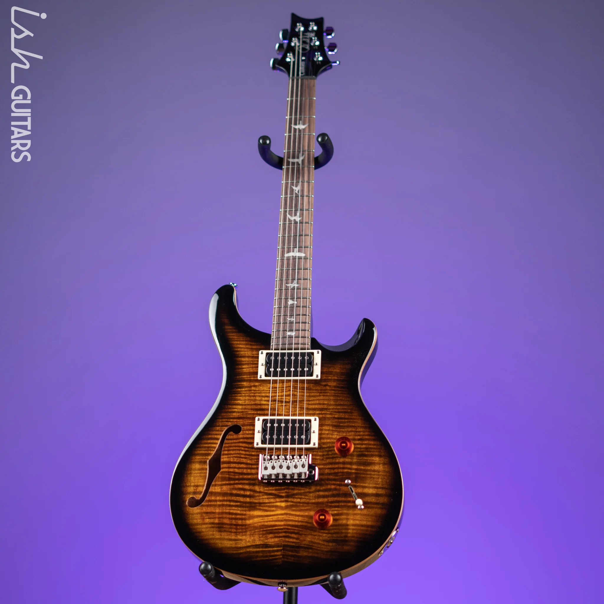 PRS SE Custom 22 Semi-Hollow Black Gold Sunburst - Image 2