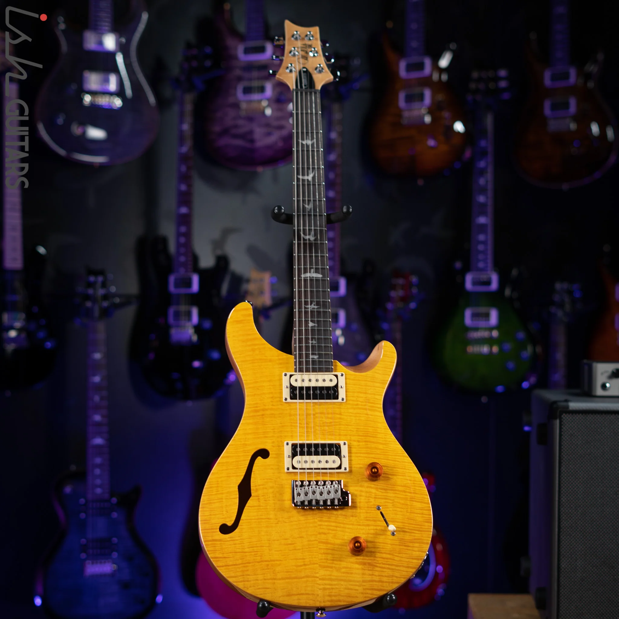 PRS SE Custom 22 Semi-Hollow Electric Guitar Santana Yellow - Image 2