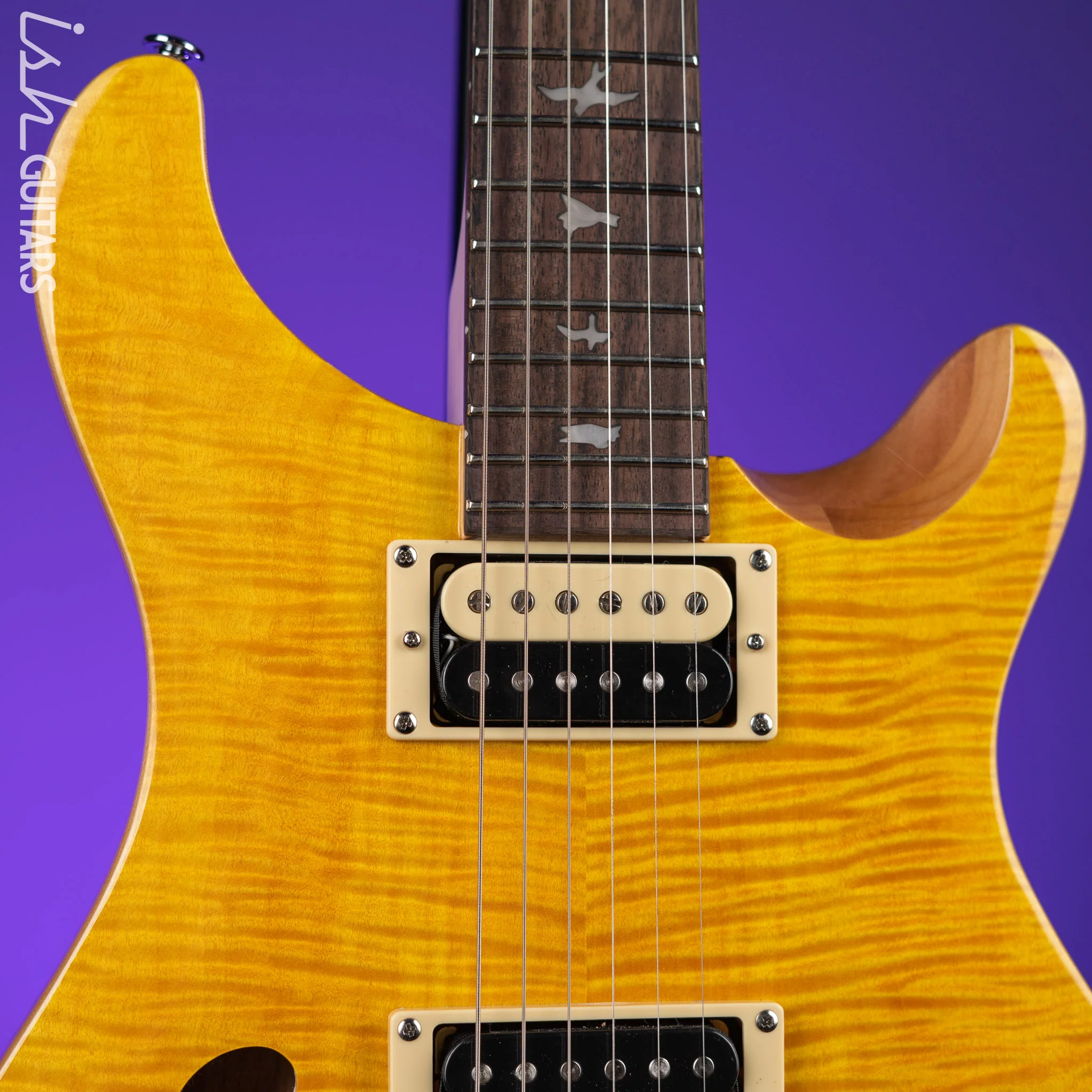 PRS SE Custom 22 Semi-Hollow Electric Guitar Santana Yellow - Image 3