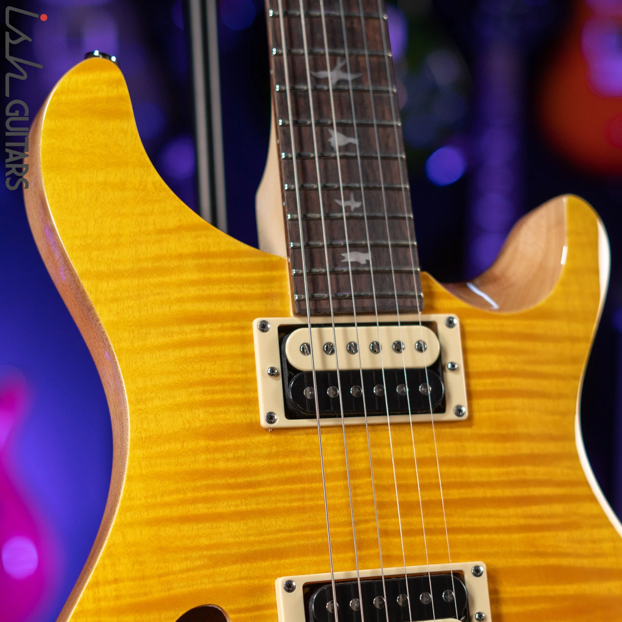 PRS SE Custom 22 Semi-Hollow Electric Guitar Santana Yellow - Image 3