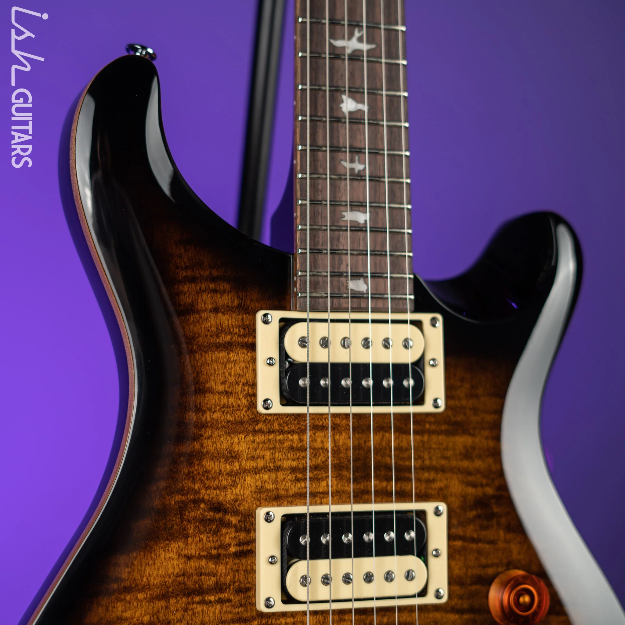 PRS SE Custom 24 Electric Guitar Black Gold - Image 3