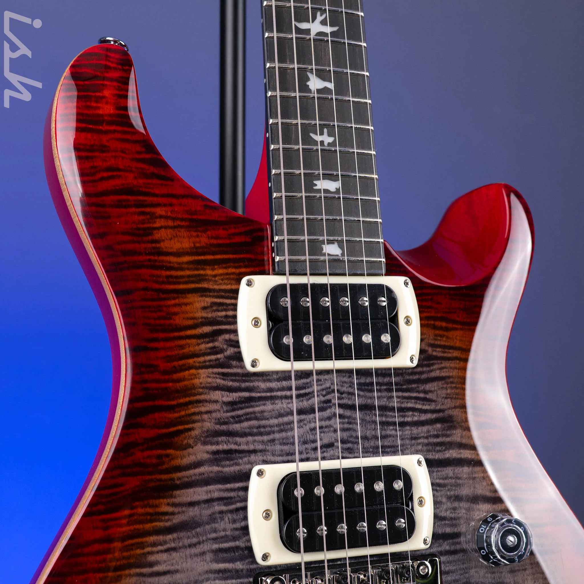 PRS SE Custom 24 Floyd Electric Guitar Charcoal Cherry Burst - Image 4