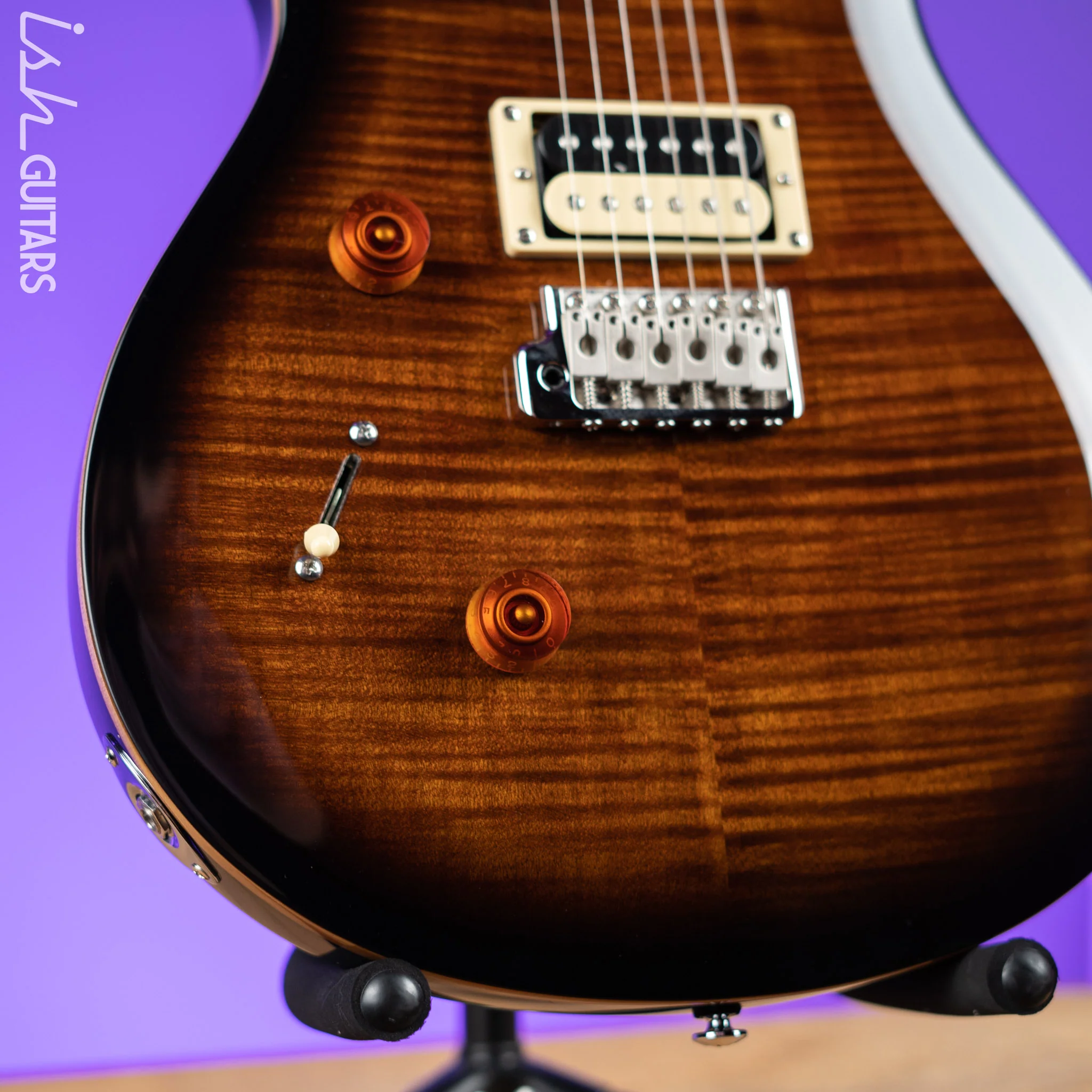 PRS SE Custom 24 Lefty Electric Guitar Black Gold Burst - Image 4
