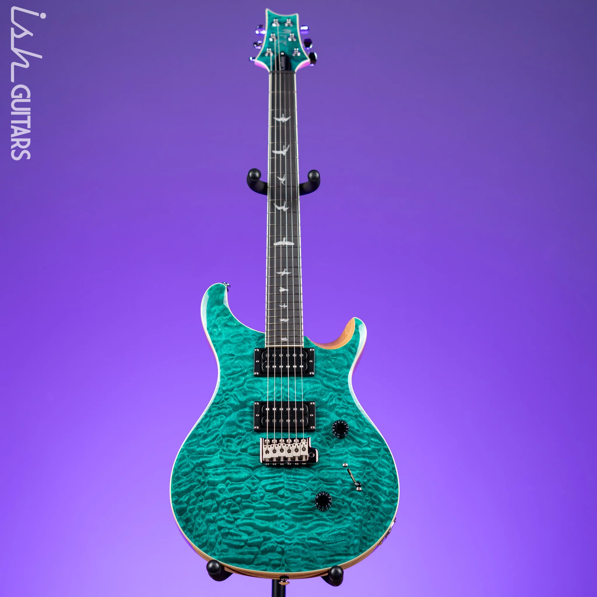 PRS SE Custom 24 Quilt Turquoise Electric Guitar - Image 2