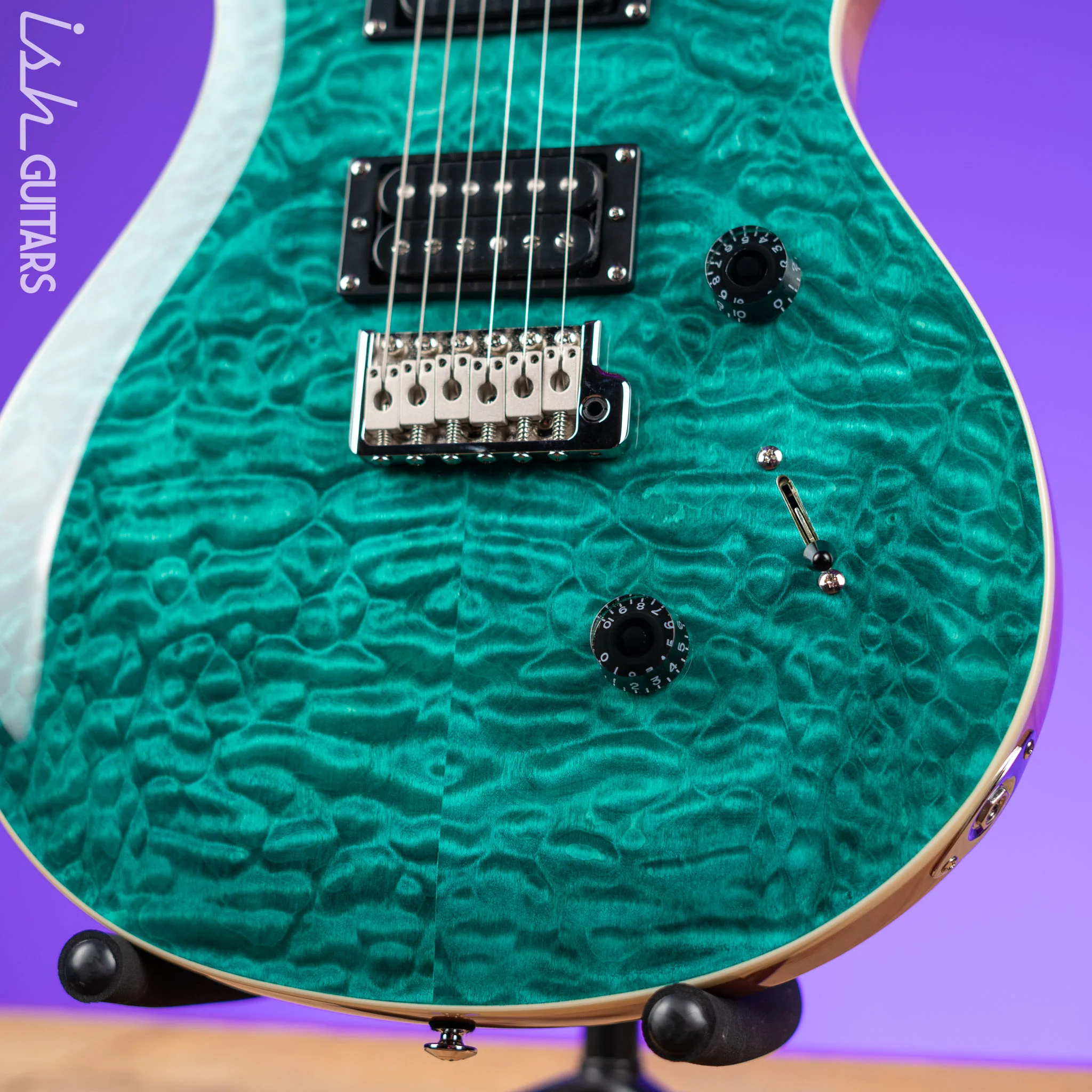 PRS SE Custom 24 Quilt Turquoise Electric Guitar - Image 4