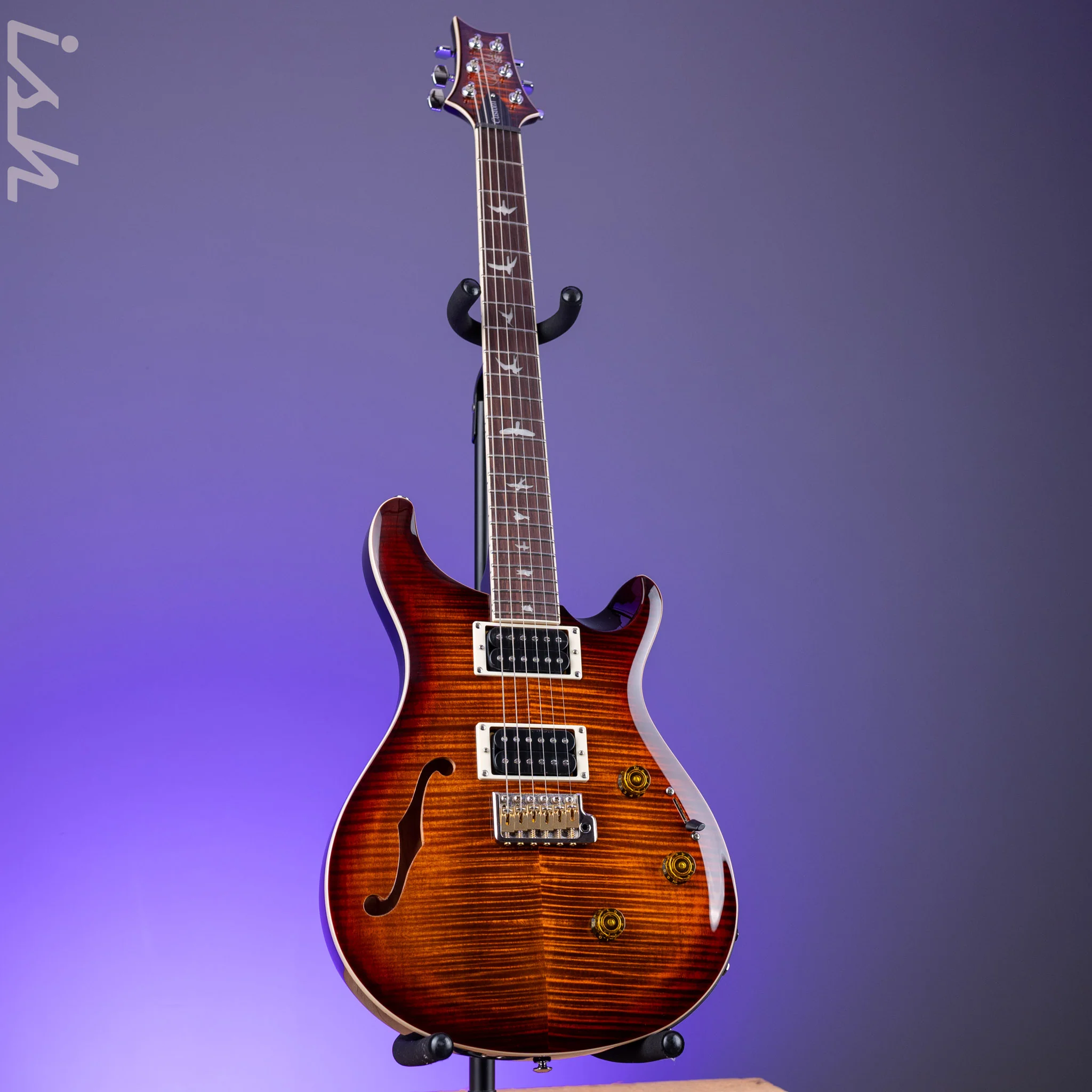 PRS SE Custom 24 Semi-Hollow Piezo Orange Tiger Smokeburst *2025 Release!* - Image 2